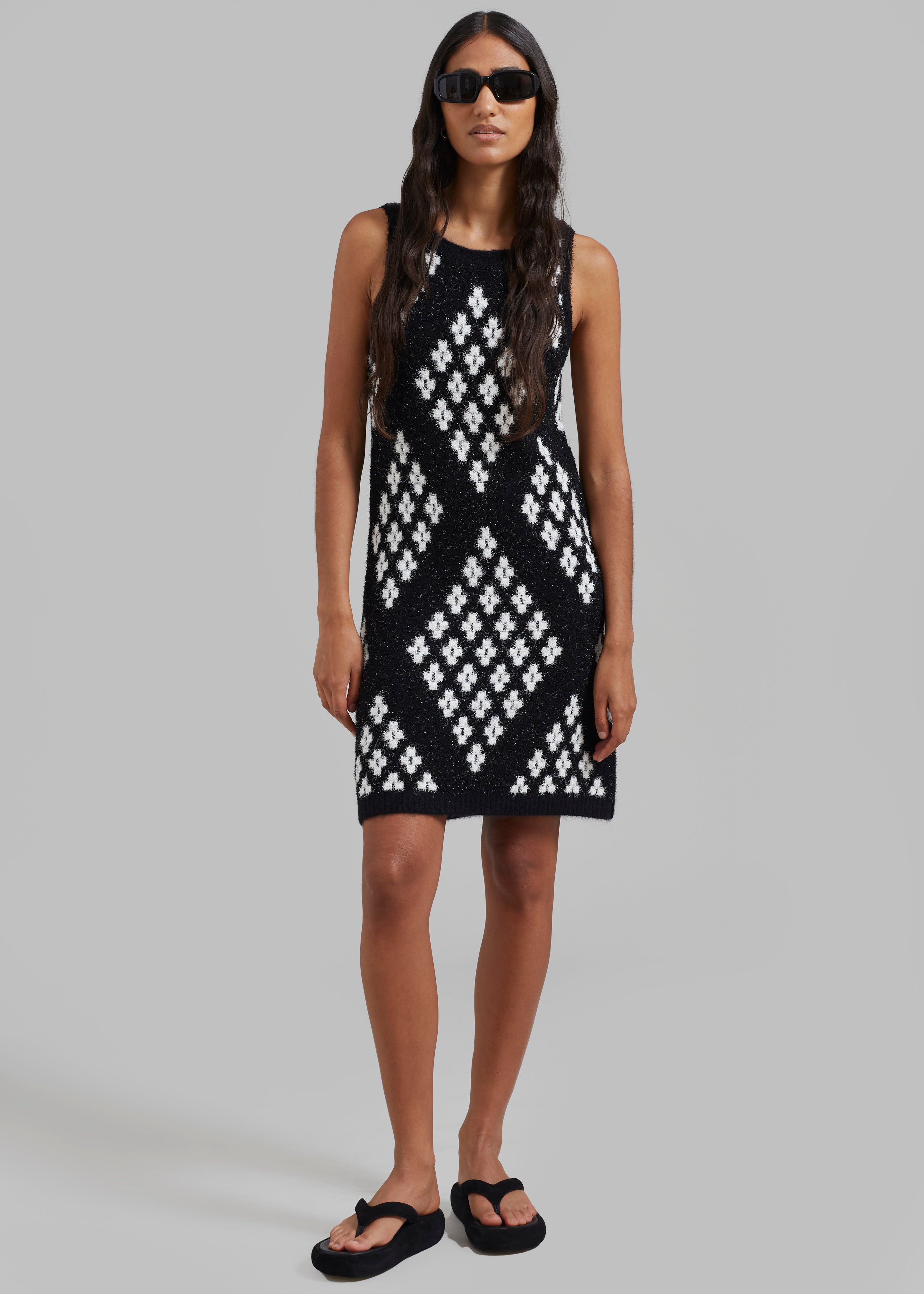 3.1 Phillip Lim Argyle Jacquard Sleeveless Mini Dress - Black Multi - 3