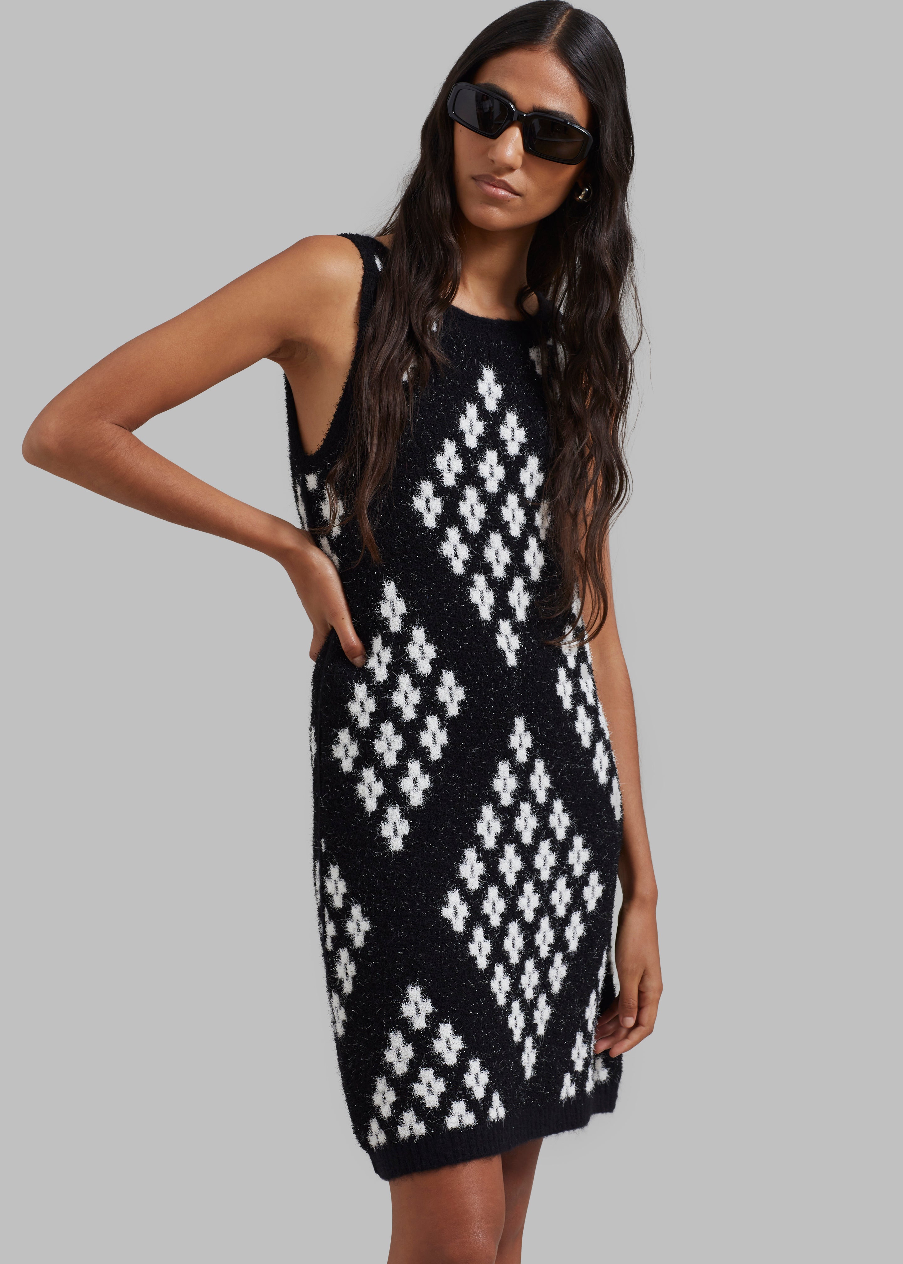 3.1 Phillip Lim Argyle Jacquard Sleeveless Mini Dress - Black Multi - 1
