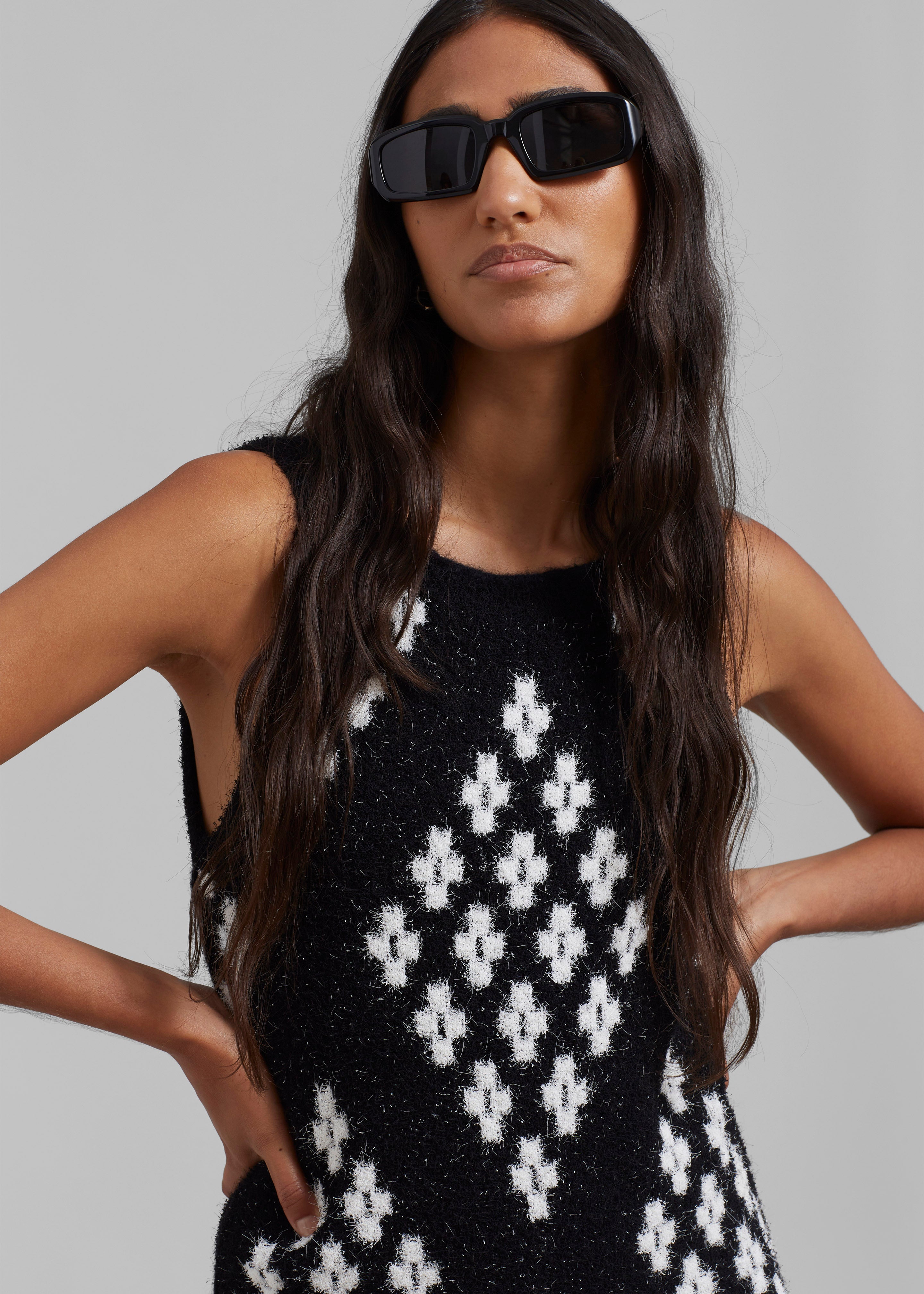3.1 Phillip Lim Argyle Jacquard Sleeveless Mini Dress - Black Multi - 2