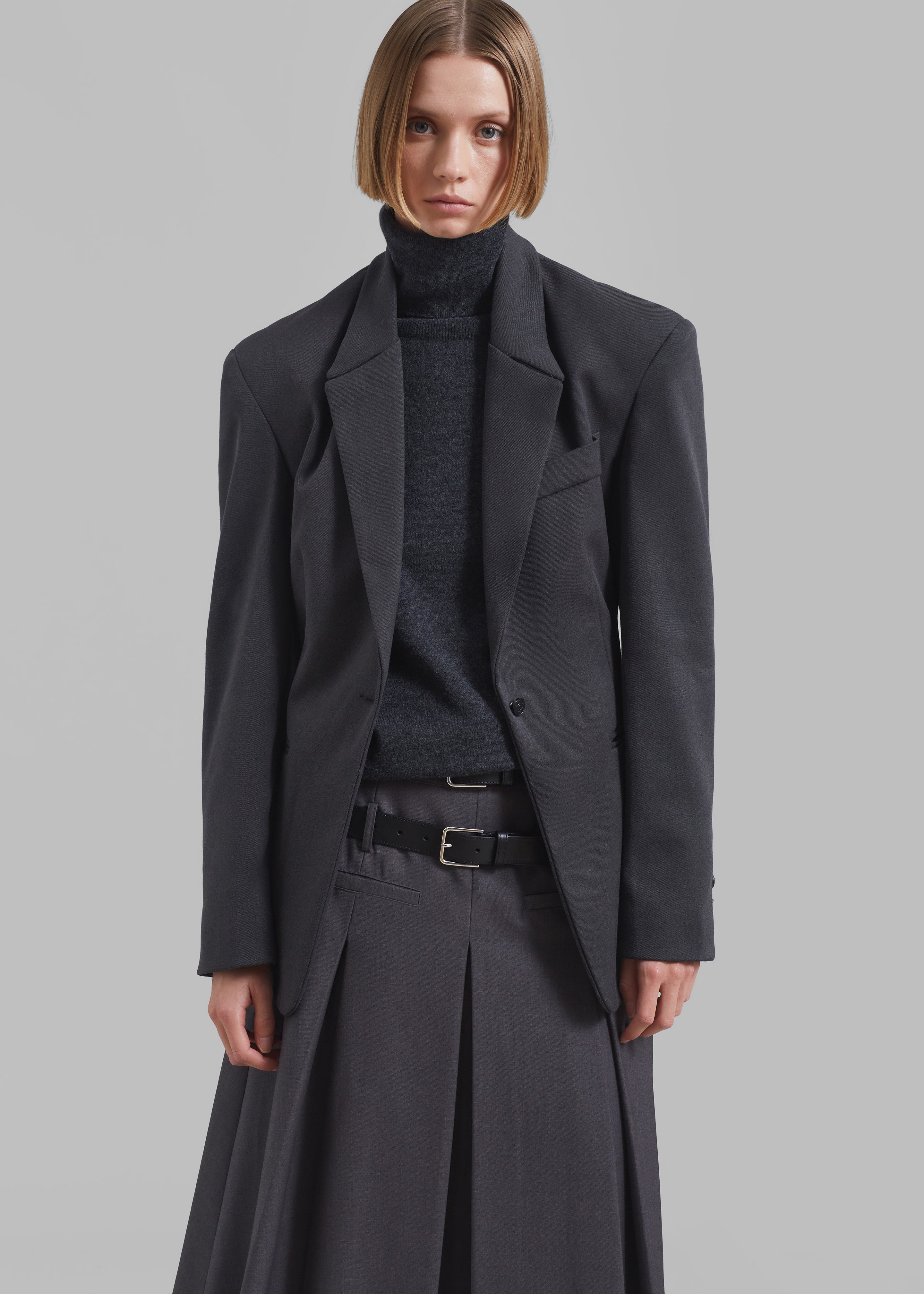 Reagan Boxy Padded Blazer - Charcoal - 6