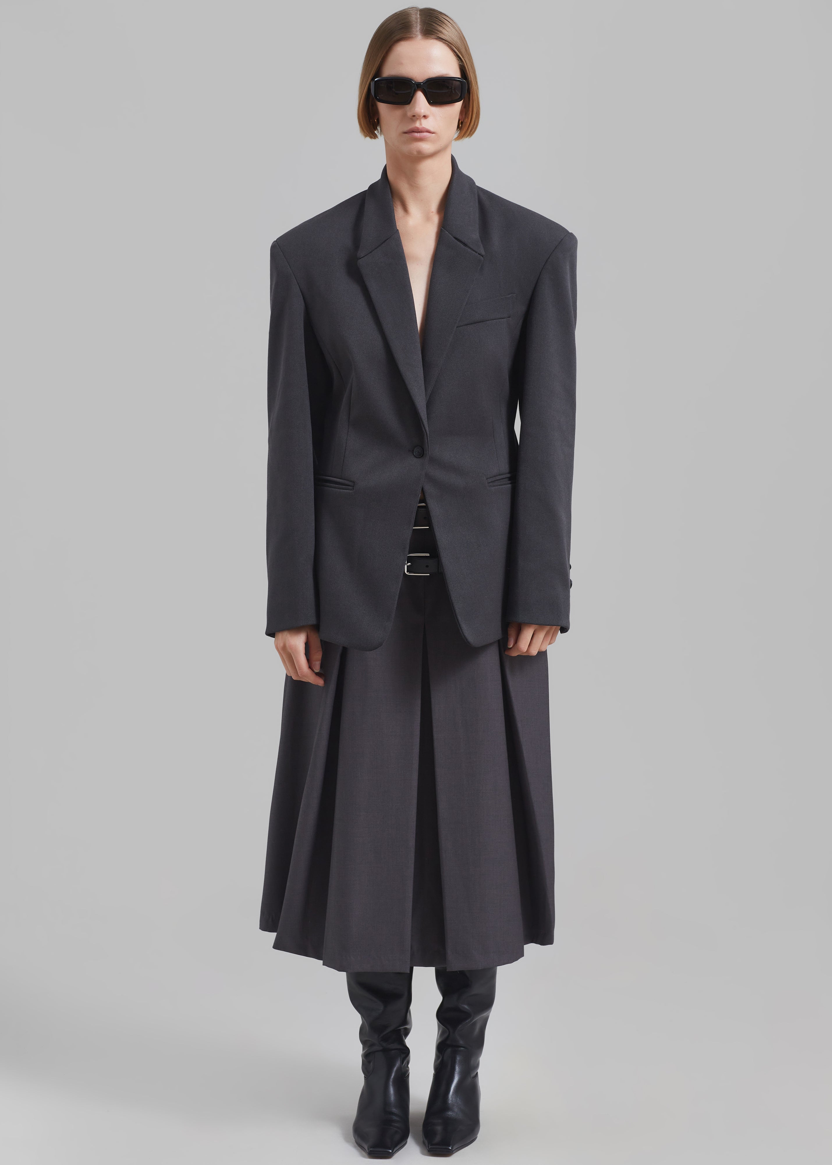 Reagan Boxy Padded Blazer - Charcoal - 7