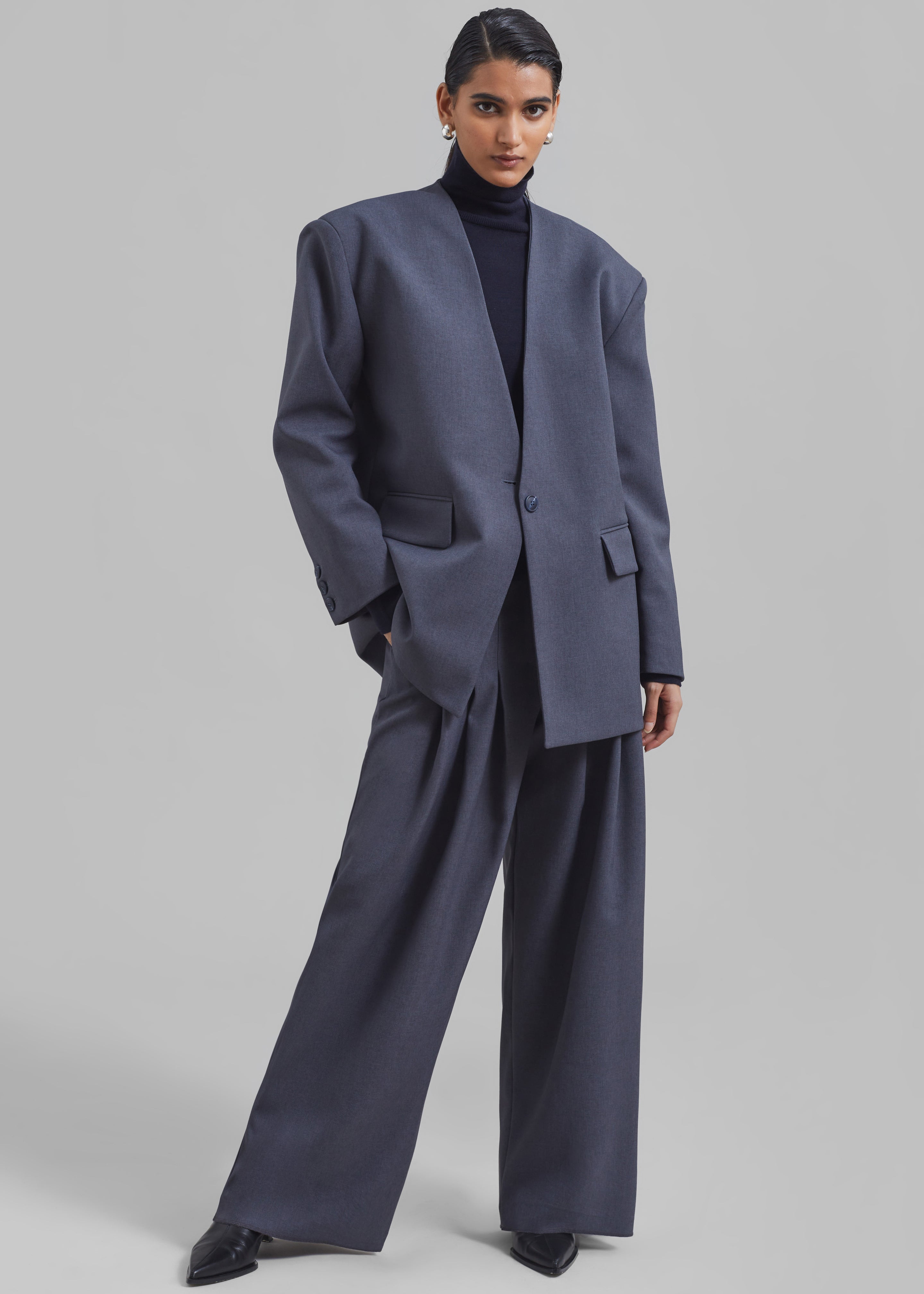 Regina Pleated Trousers - Grey - 3
