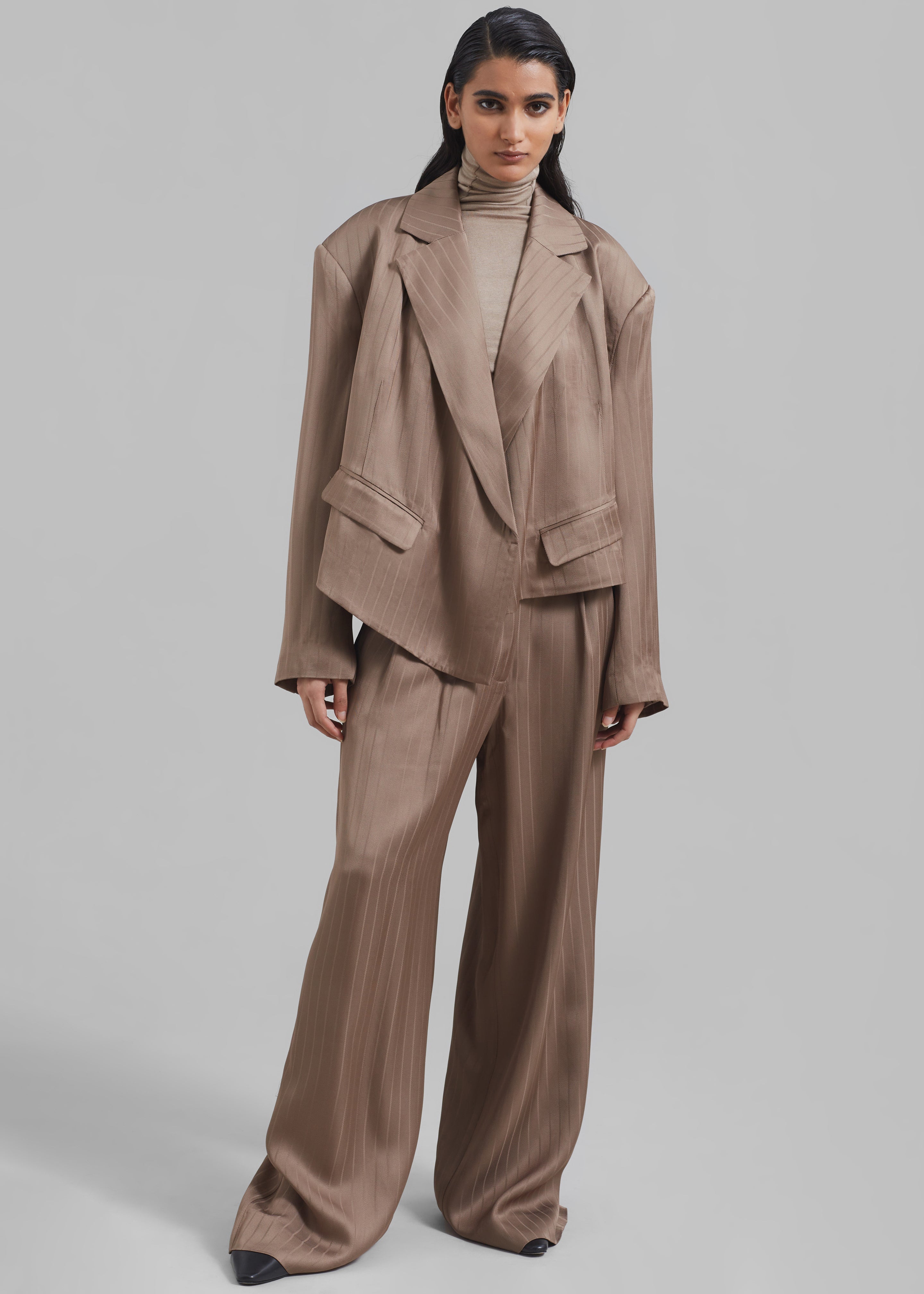 REMAIN Asymmetric Blazer - Timber Wolf - 3