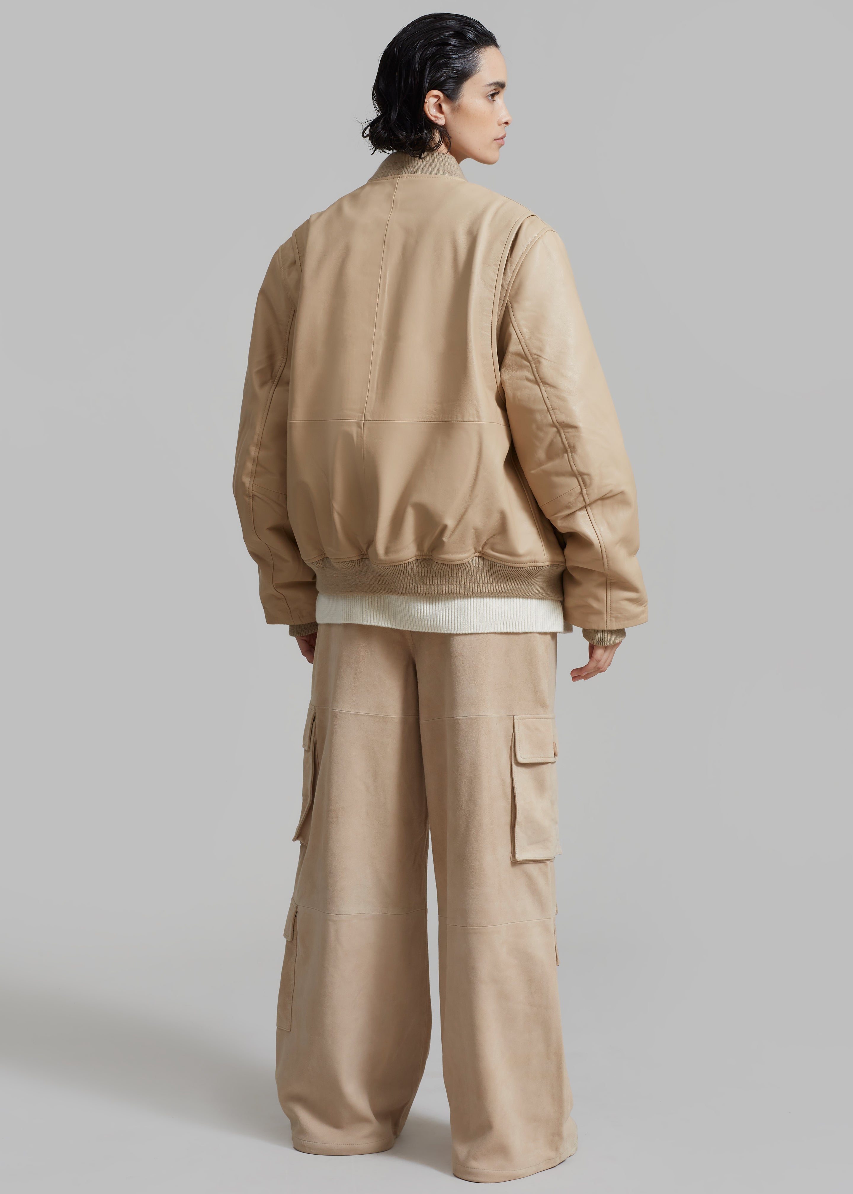 REMAIN Leather Bomber Jacket - Incense Beige - 6