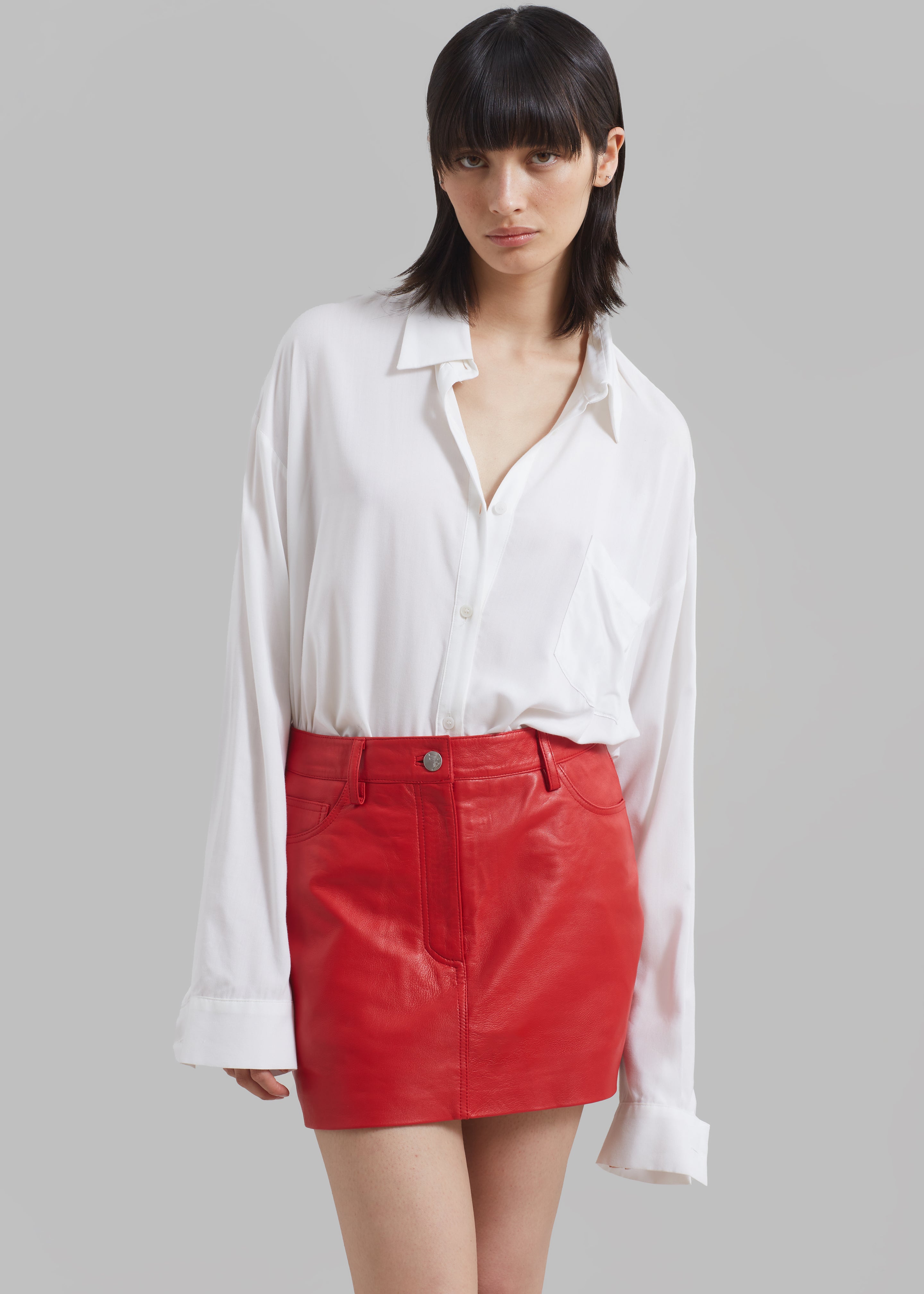 REMAIN Leather Mini Skirt - Chinese Red - 3