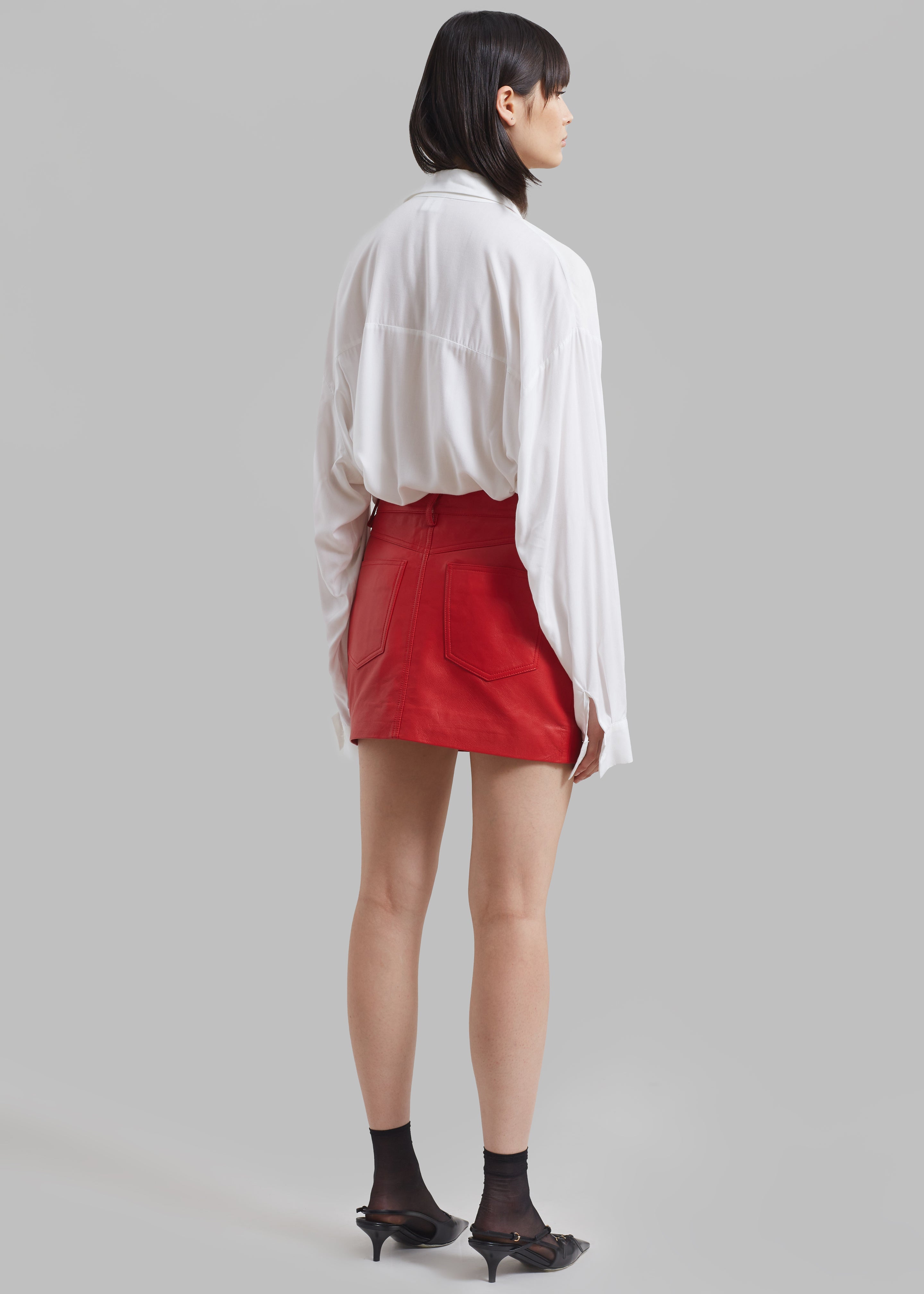 REMAIN Leather Mini Skirt - Chinese Red - 6