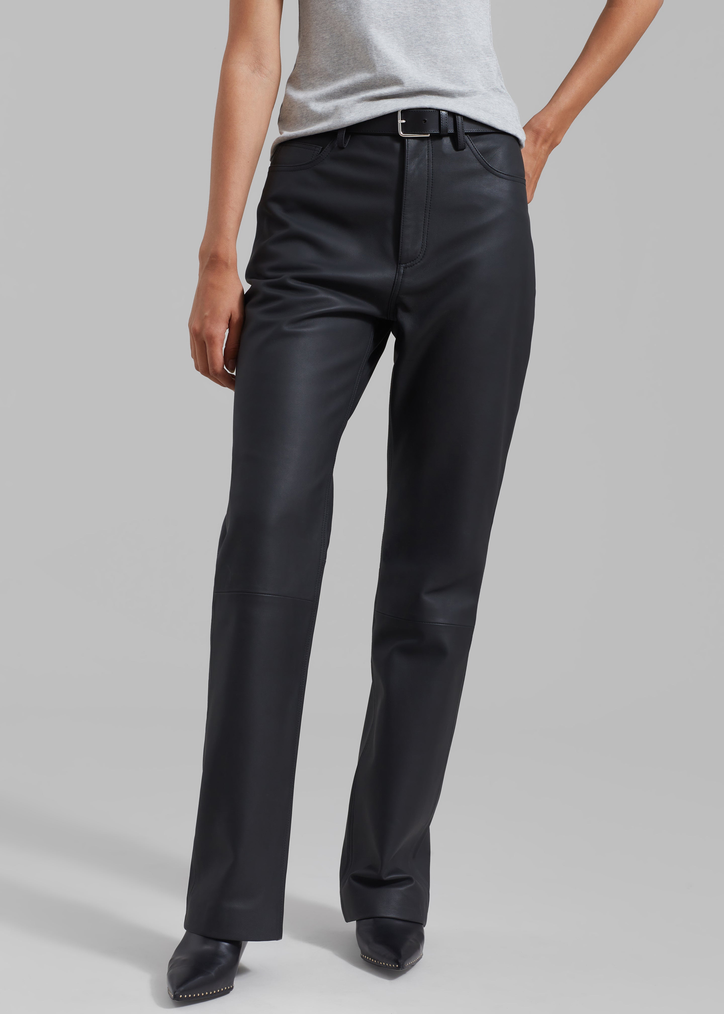 REMAIN Leather Straight Pants - Black - 2