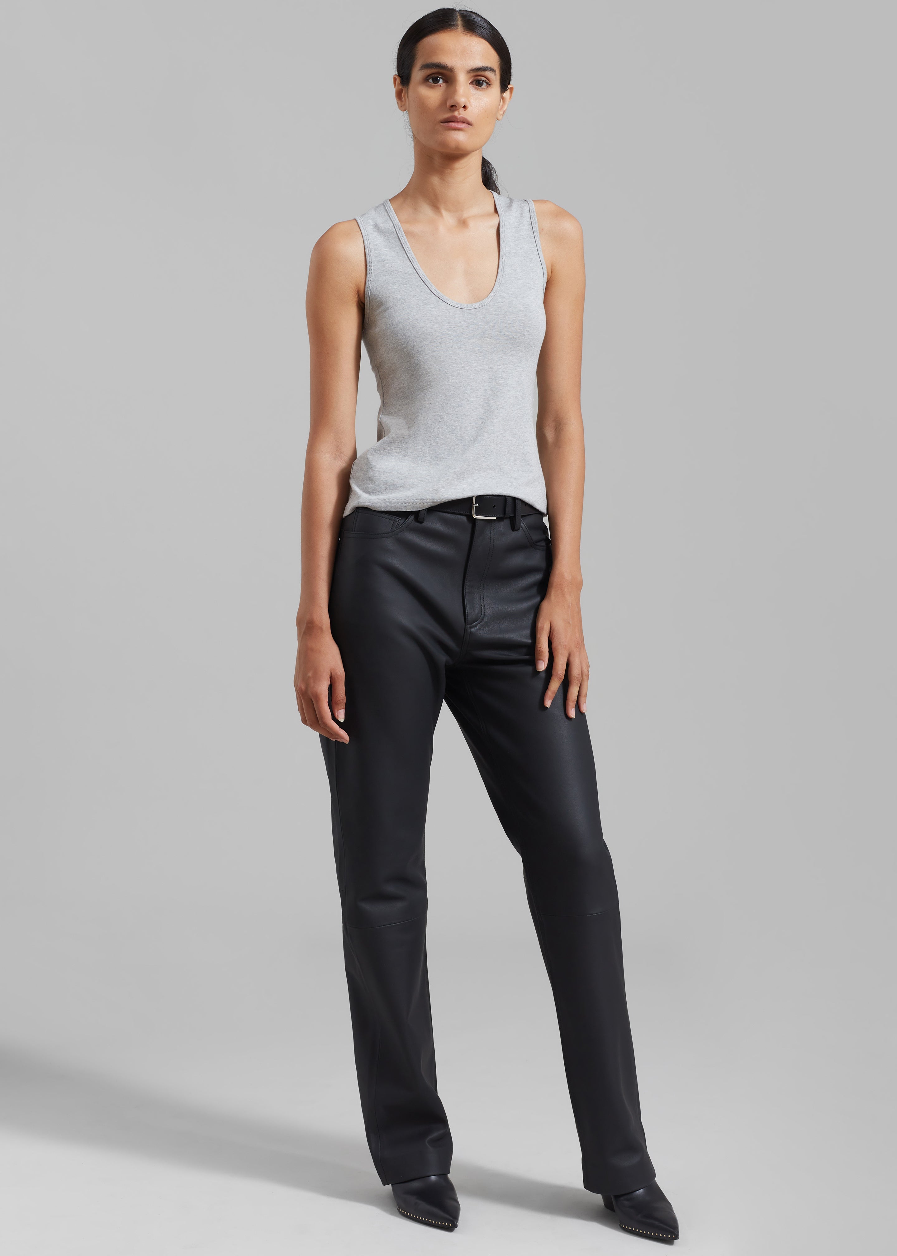 REMAIN Leather Straight Pants - Black - 1