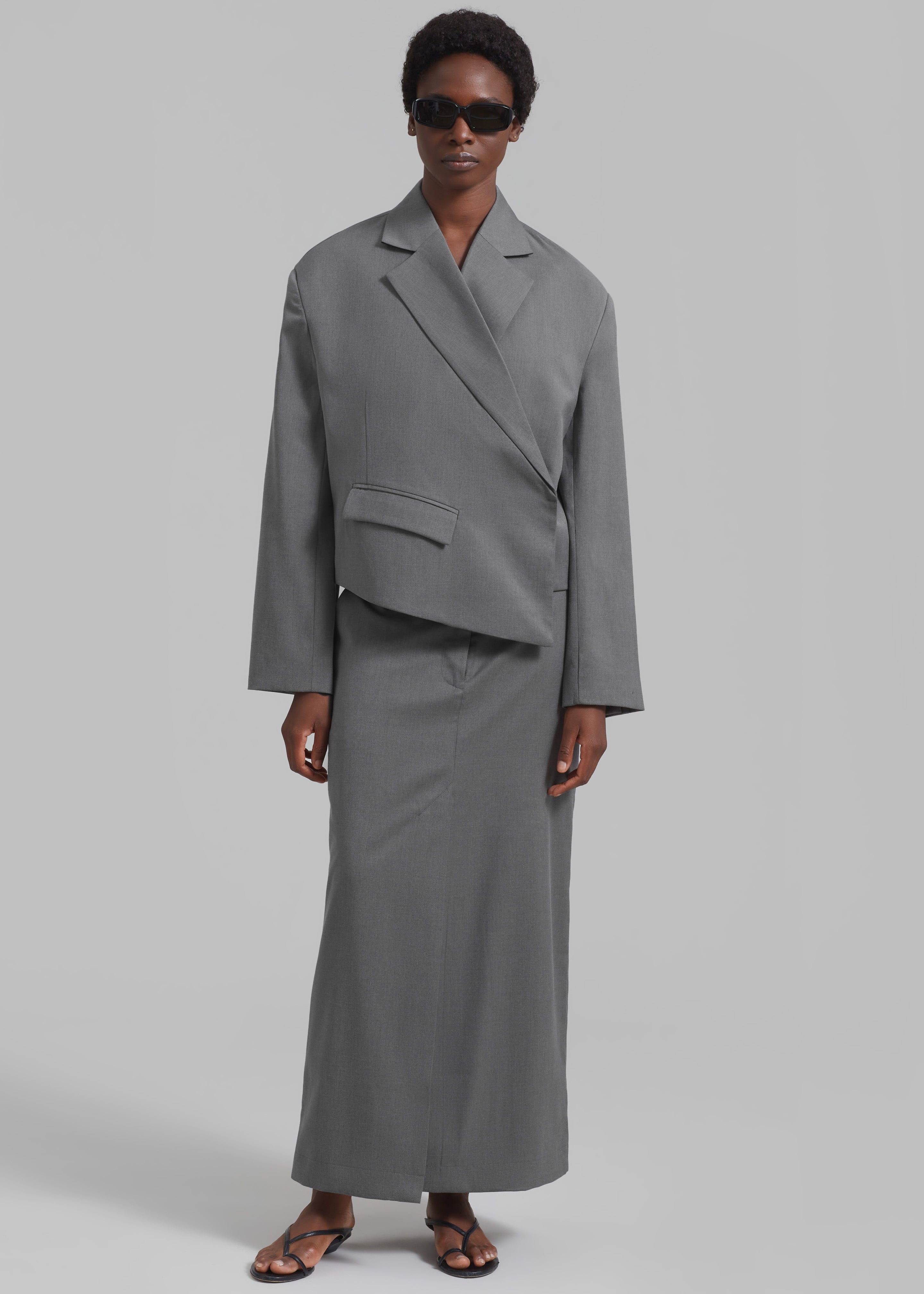 REMAIN Long Suiting Skirt - Dark Gull Gray - 3
