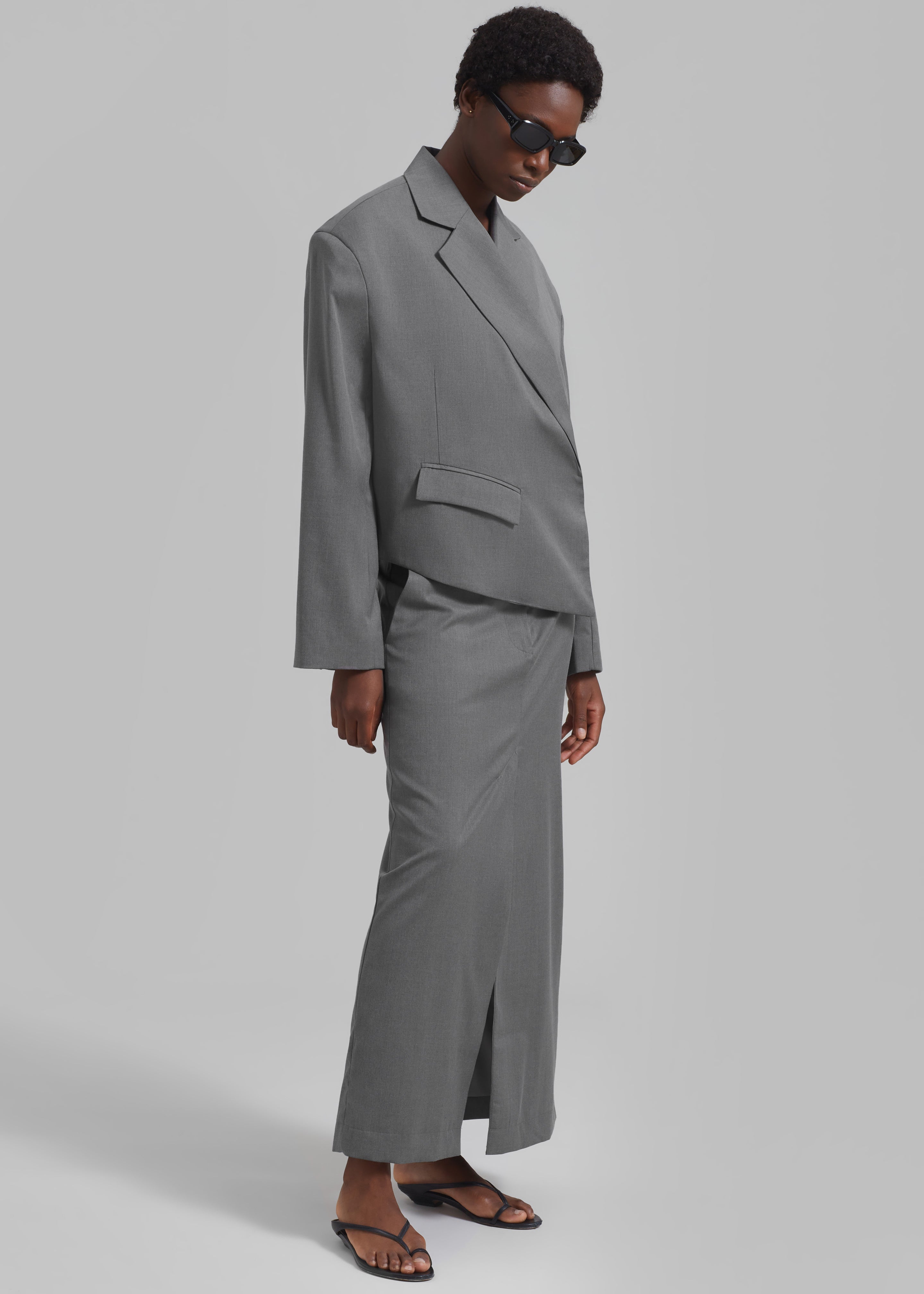 REMAIN Long Suiting Skirt - Dark Gull Gray - 2