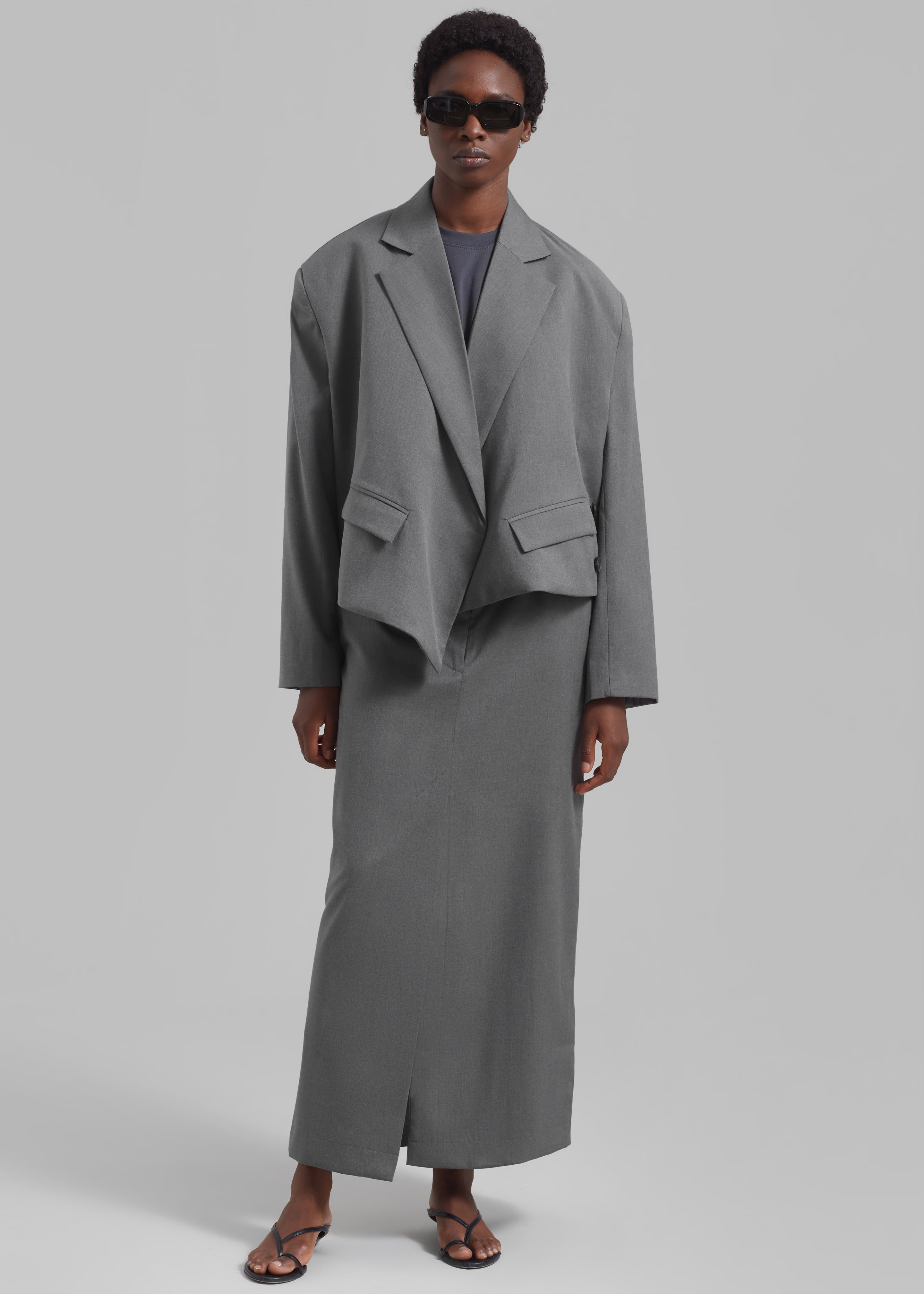 REMAIN Long Suiting Skirt - Dark Gull Gray - 6