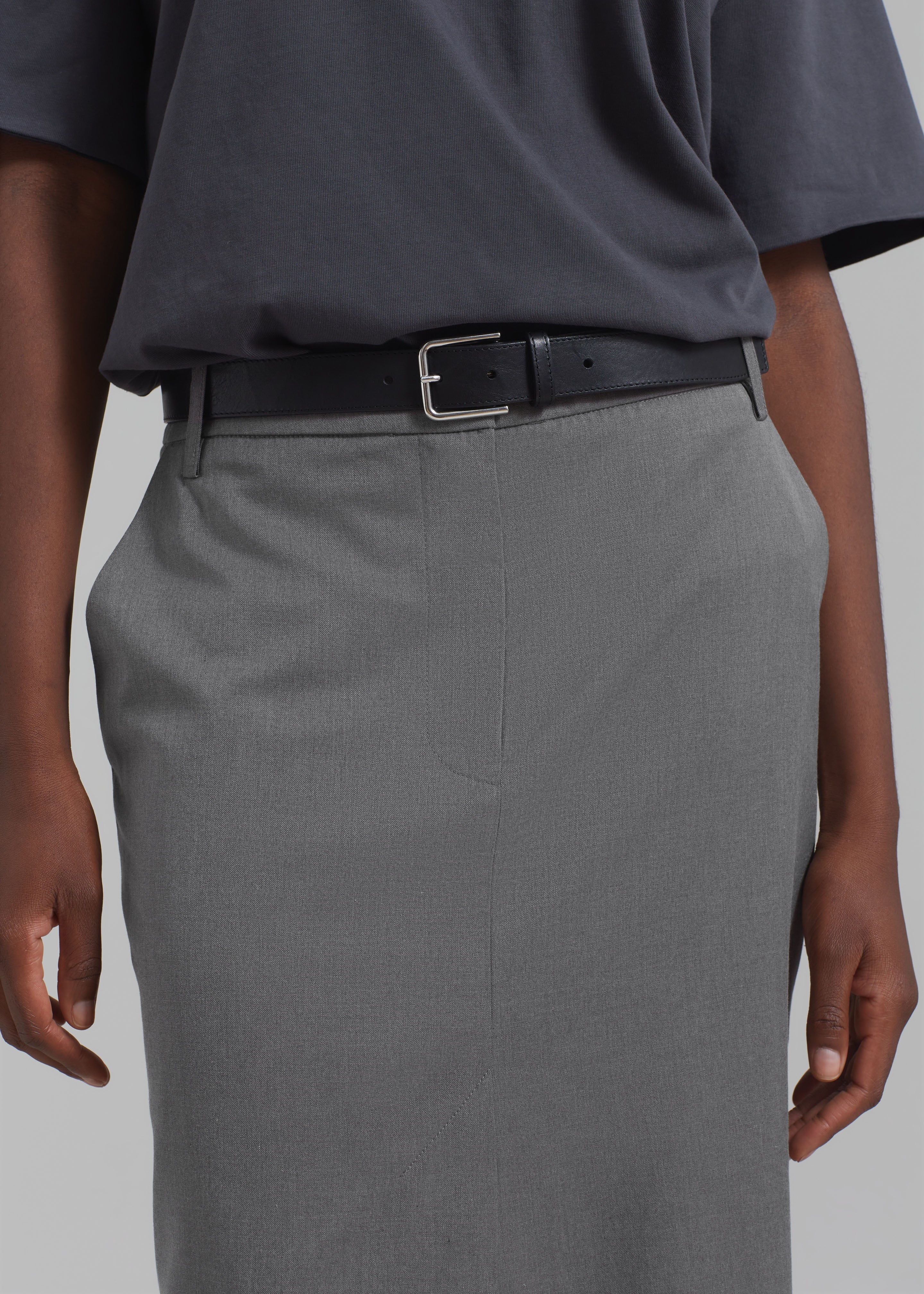 REMAIN Long Suiting Skirt - Dark Gull Gray - 4