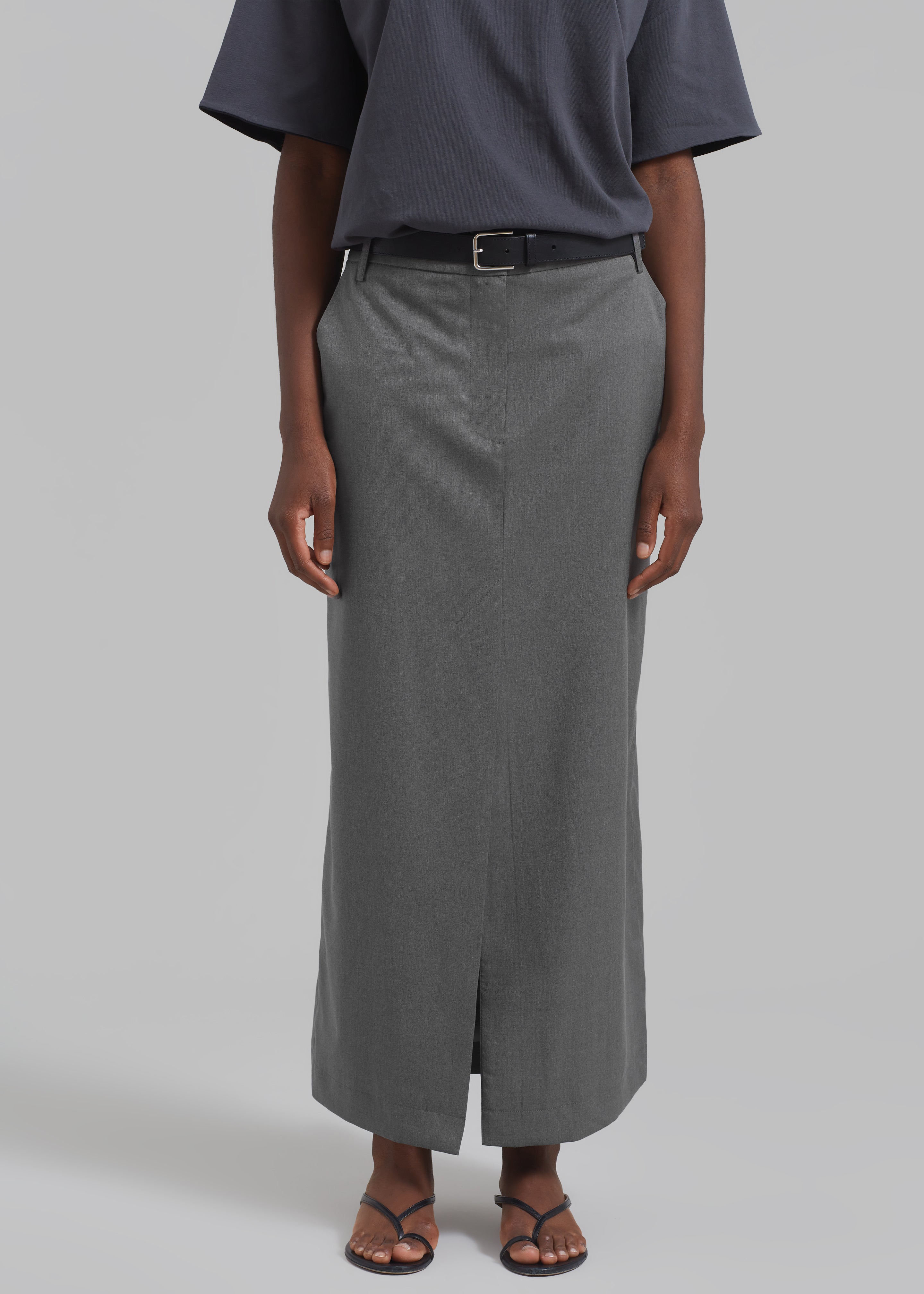 REMAIN Long Suiting Skirt - Dark Gull Gray - 5