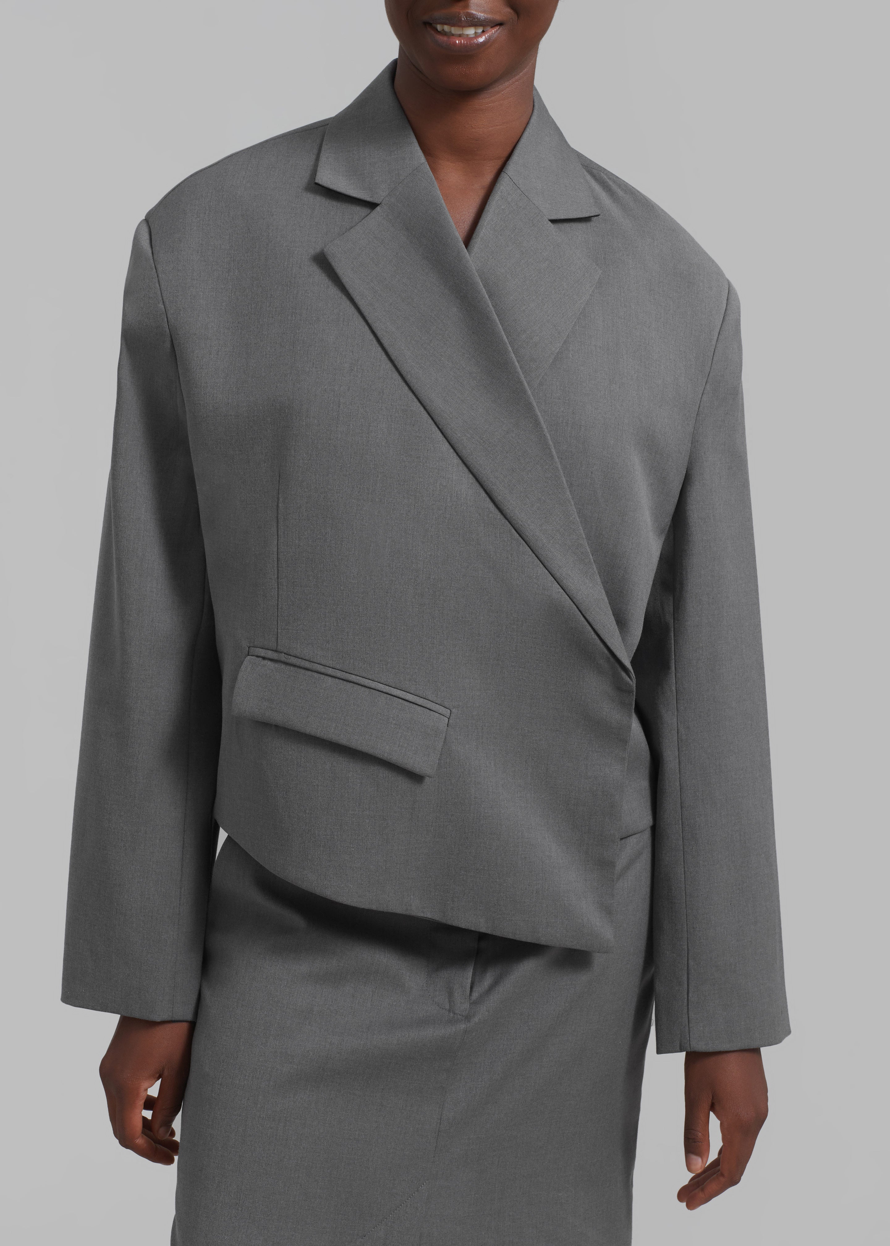 REMAIN Overlap Suiting Blazer - Dark Gull Gray - 6