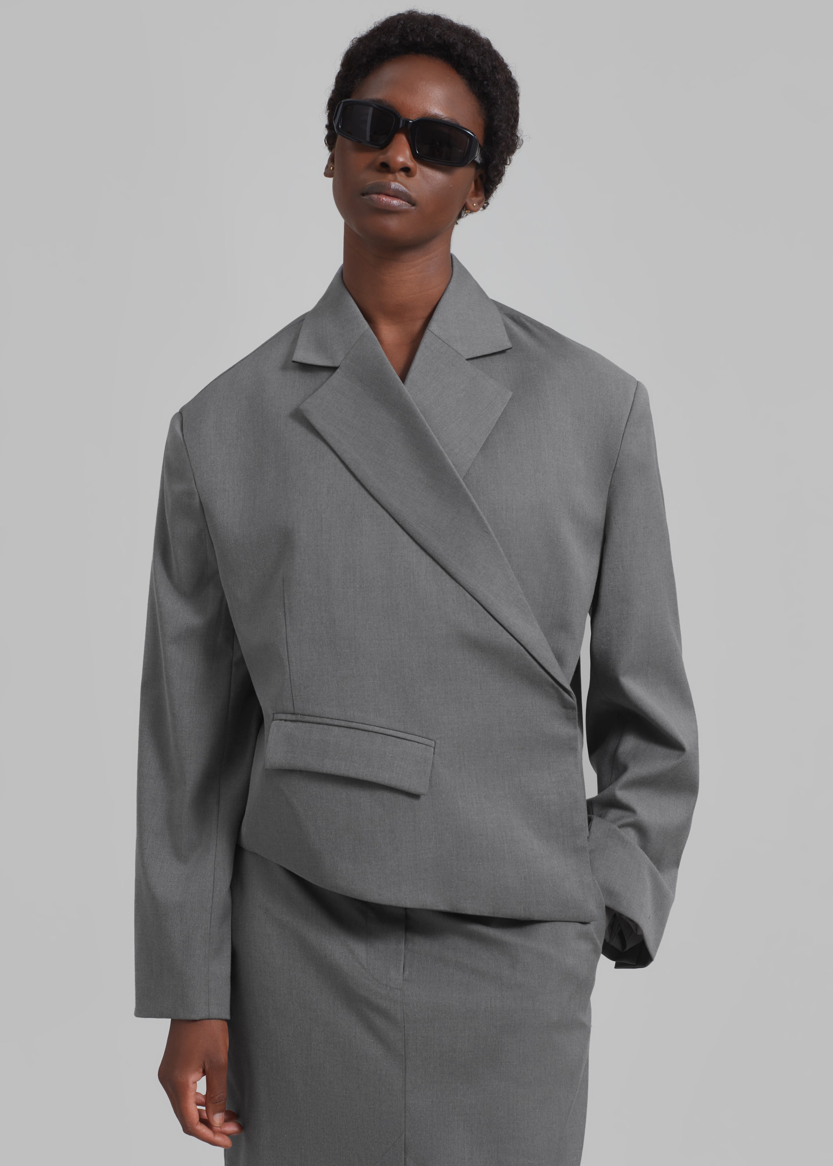 REMAIN Overlap Suiting Blazer - Dark Gull Gray - 4