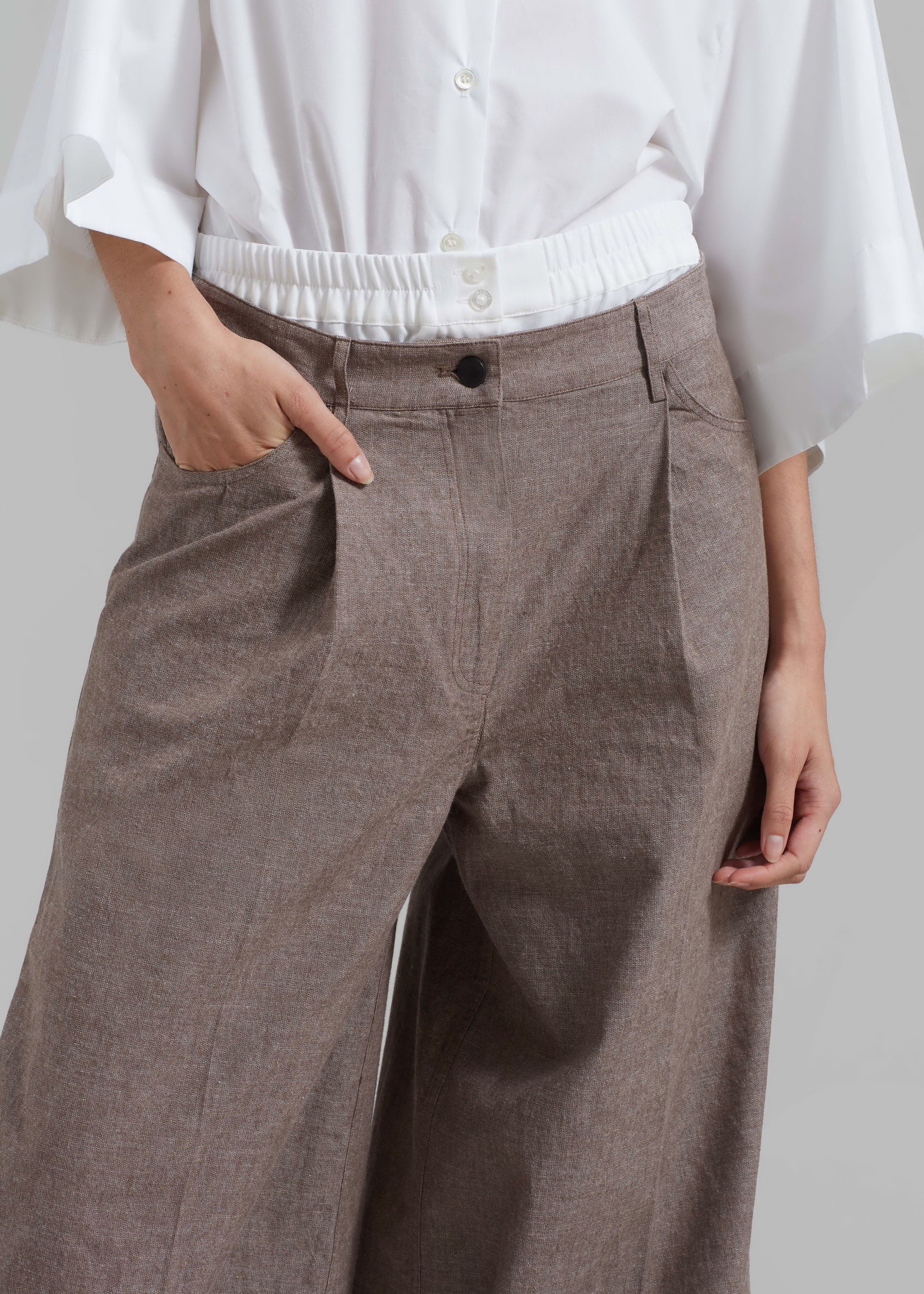 REMAIN Textured Wide Pants - Deep Taupe - 5