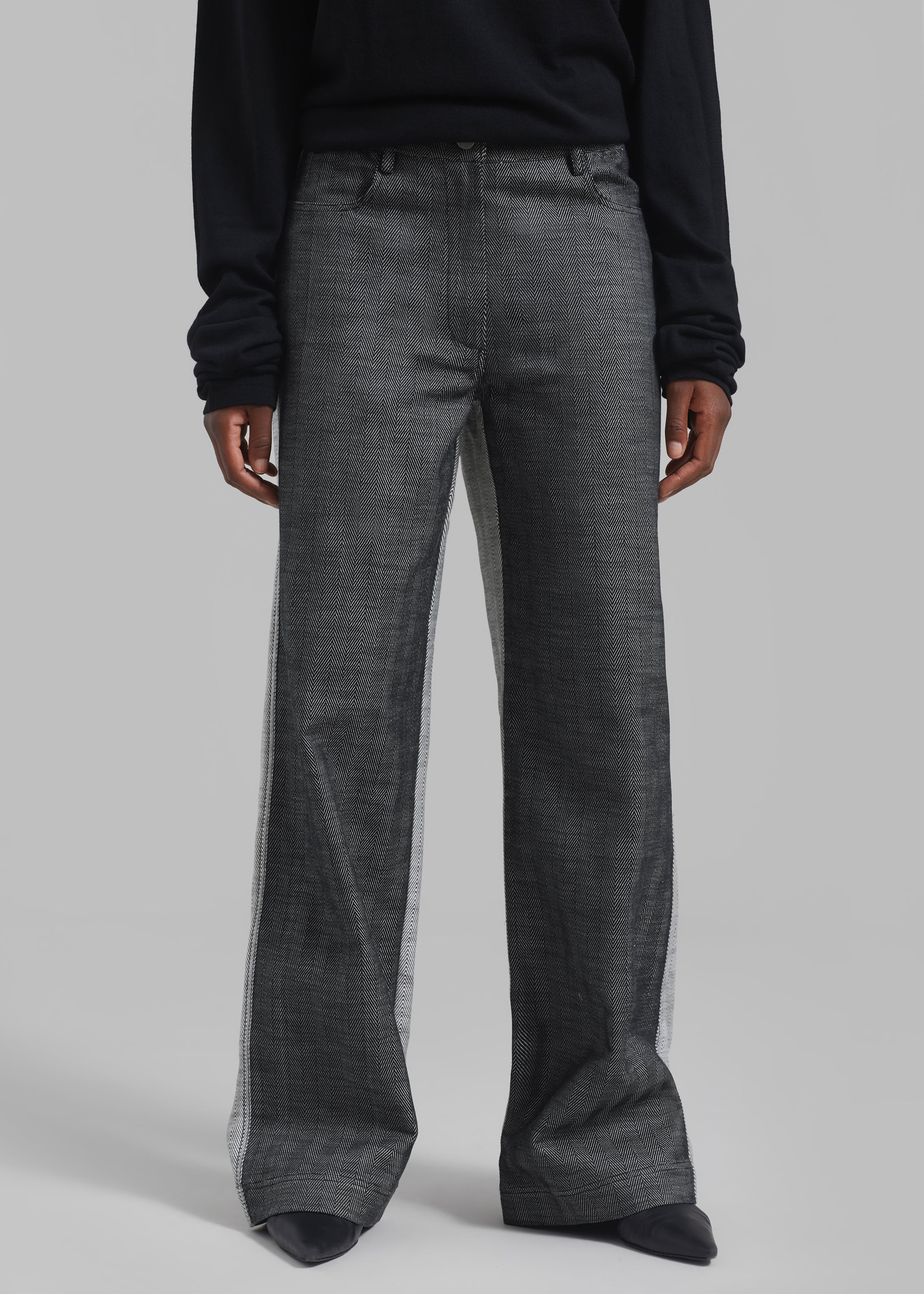 REMAIN Two Side Straight Pants - Black Comb - 5