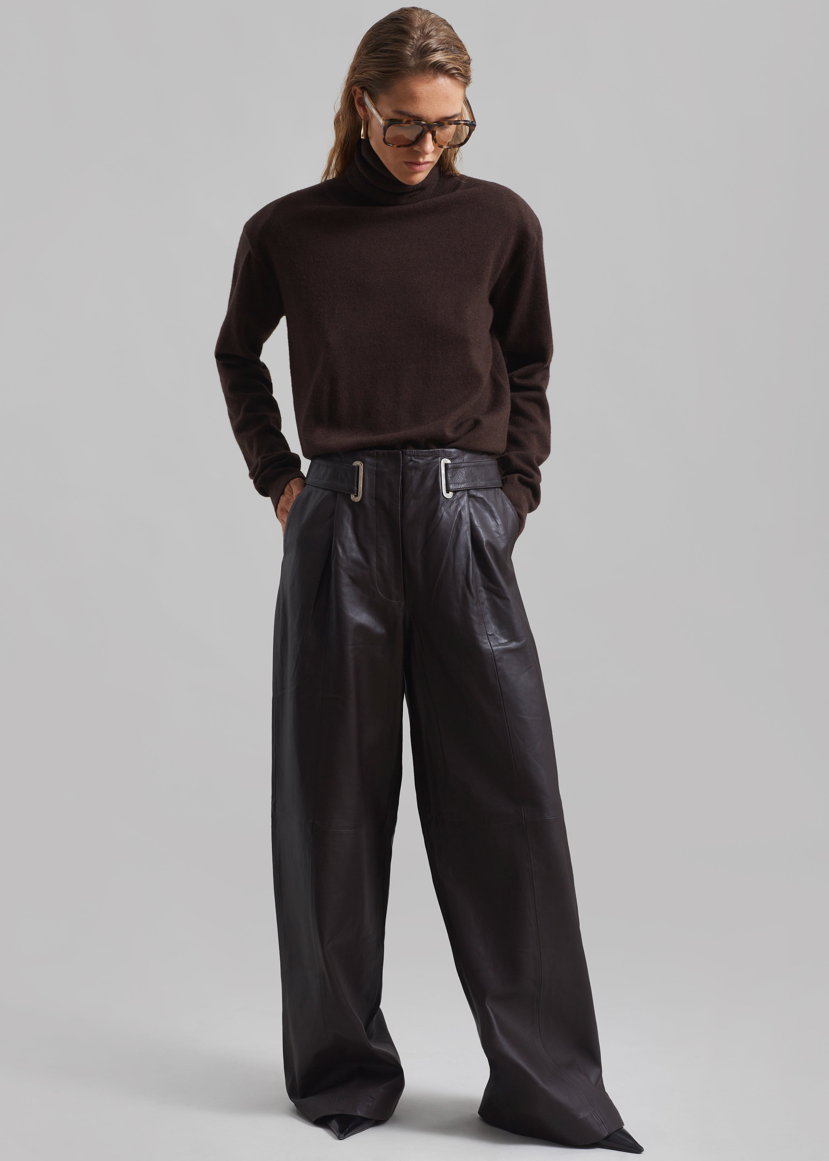 REMAIN Wide Eyelet Pants - Coffee Bean - 1