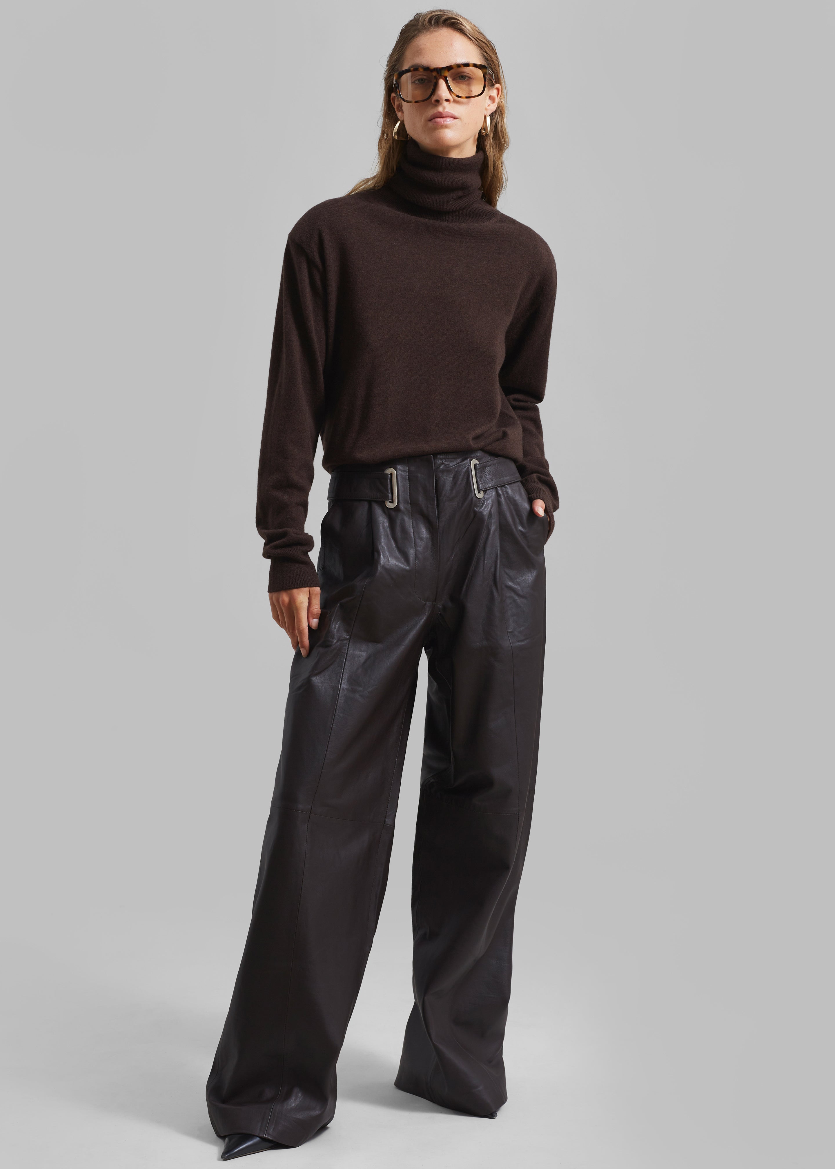 REMAIN Wide Eyelet Pants - Coffee Bean - 7