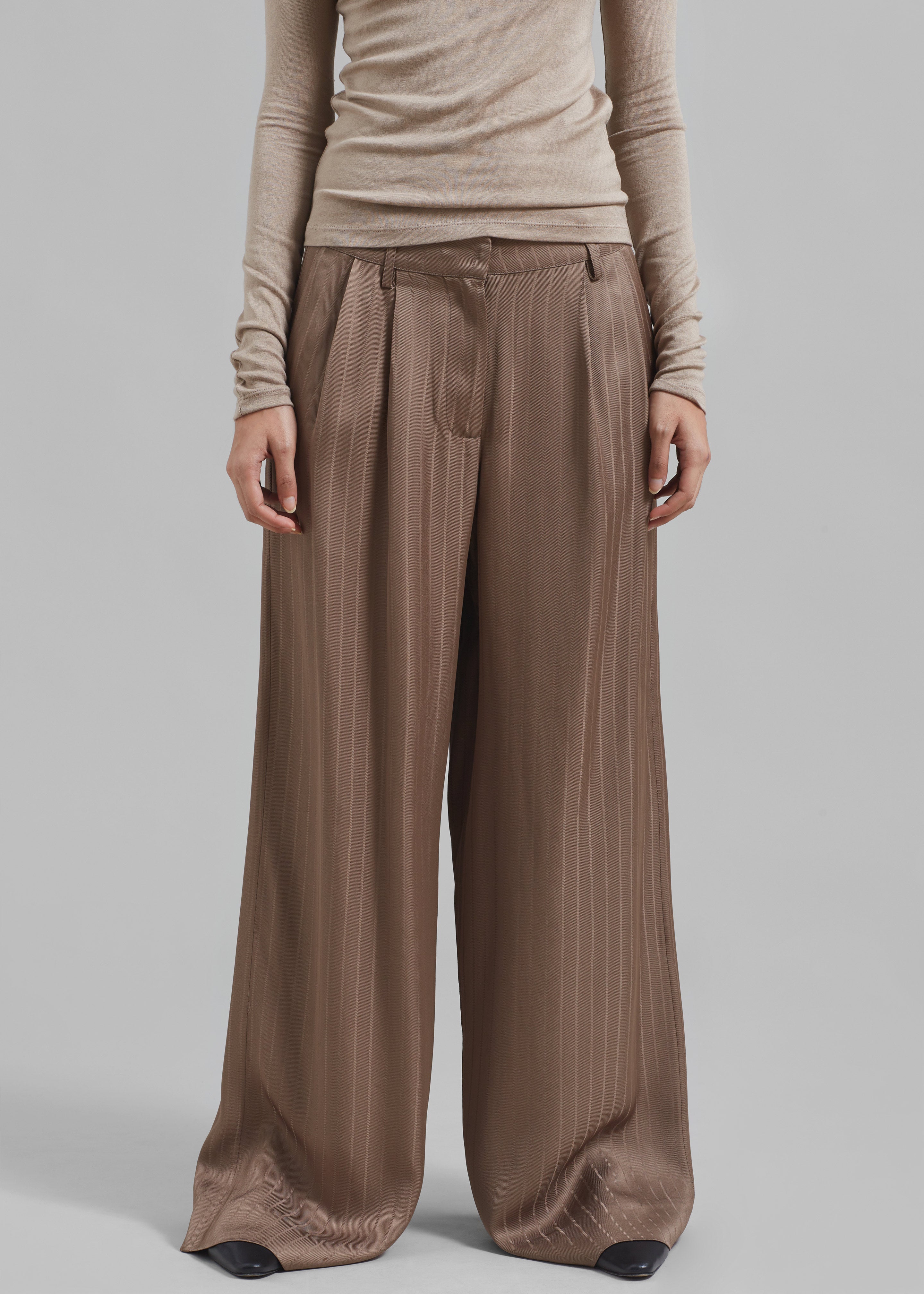 REMAIN Wide Suiting Pants - Timber Wolf - 2