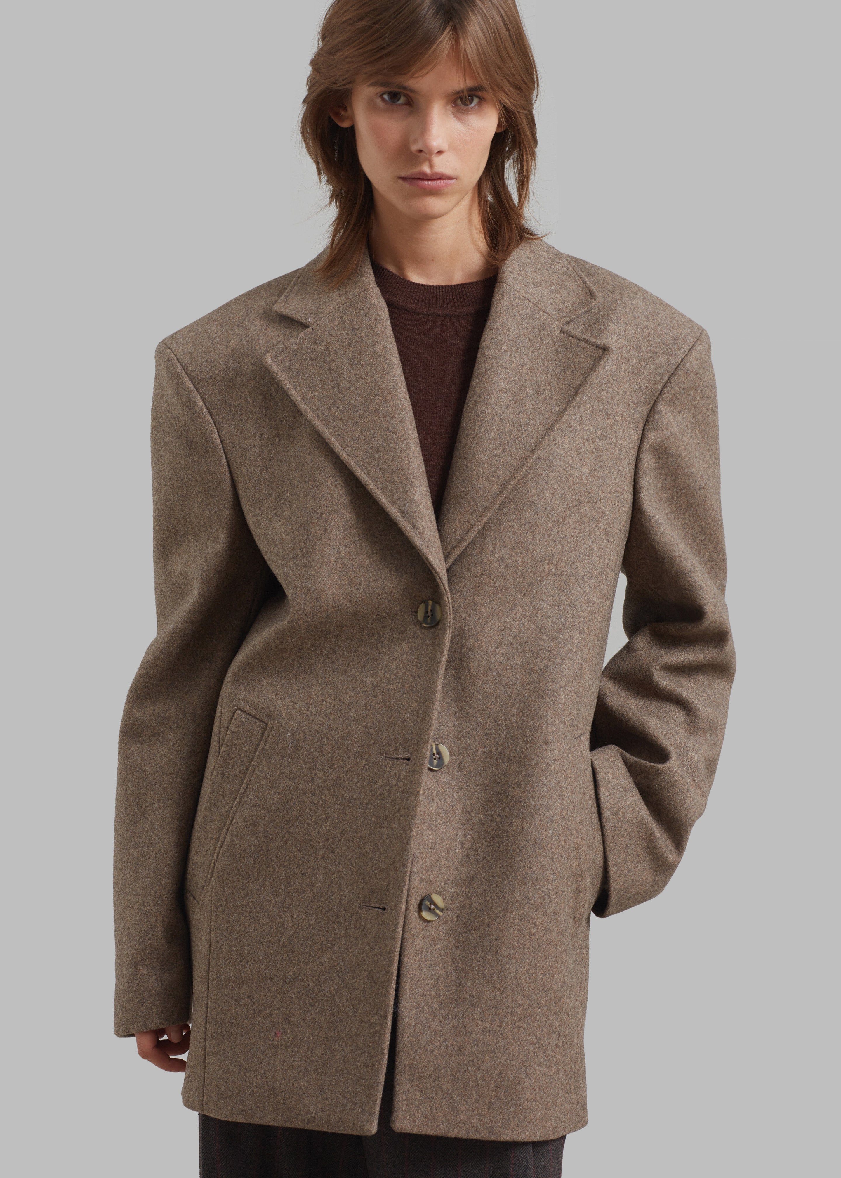 REMAIN Wool Boxy Jacket - Otter - 5