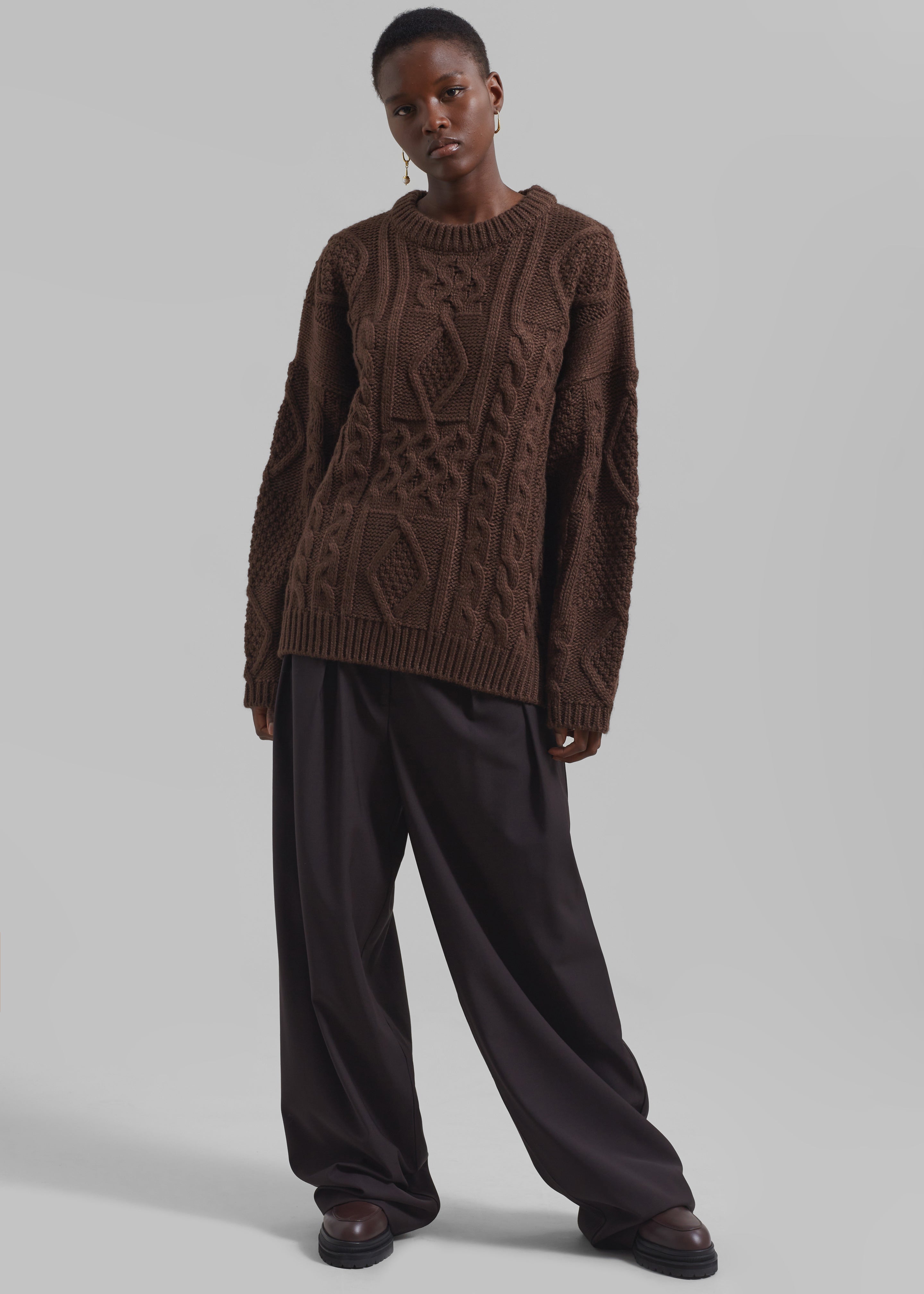 Ripley Pleated Trousers - Brown - 7