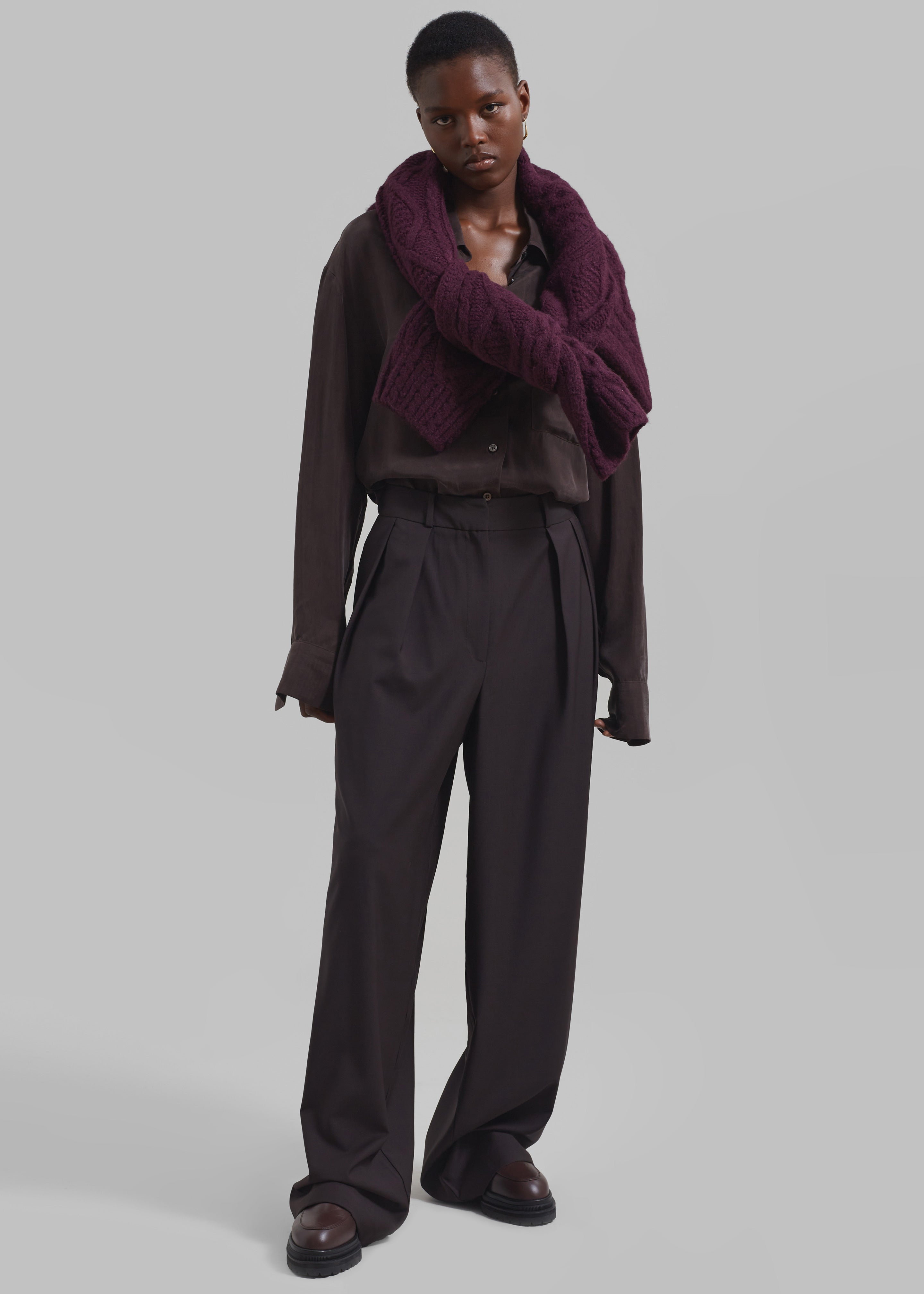 Ripley Pleated Trousers - Brown - 1