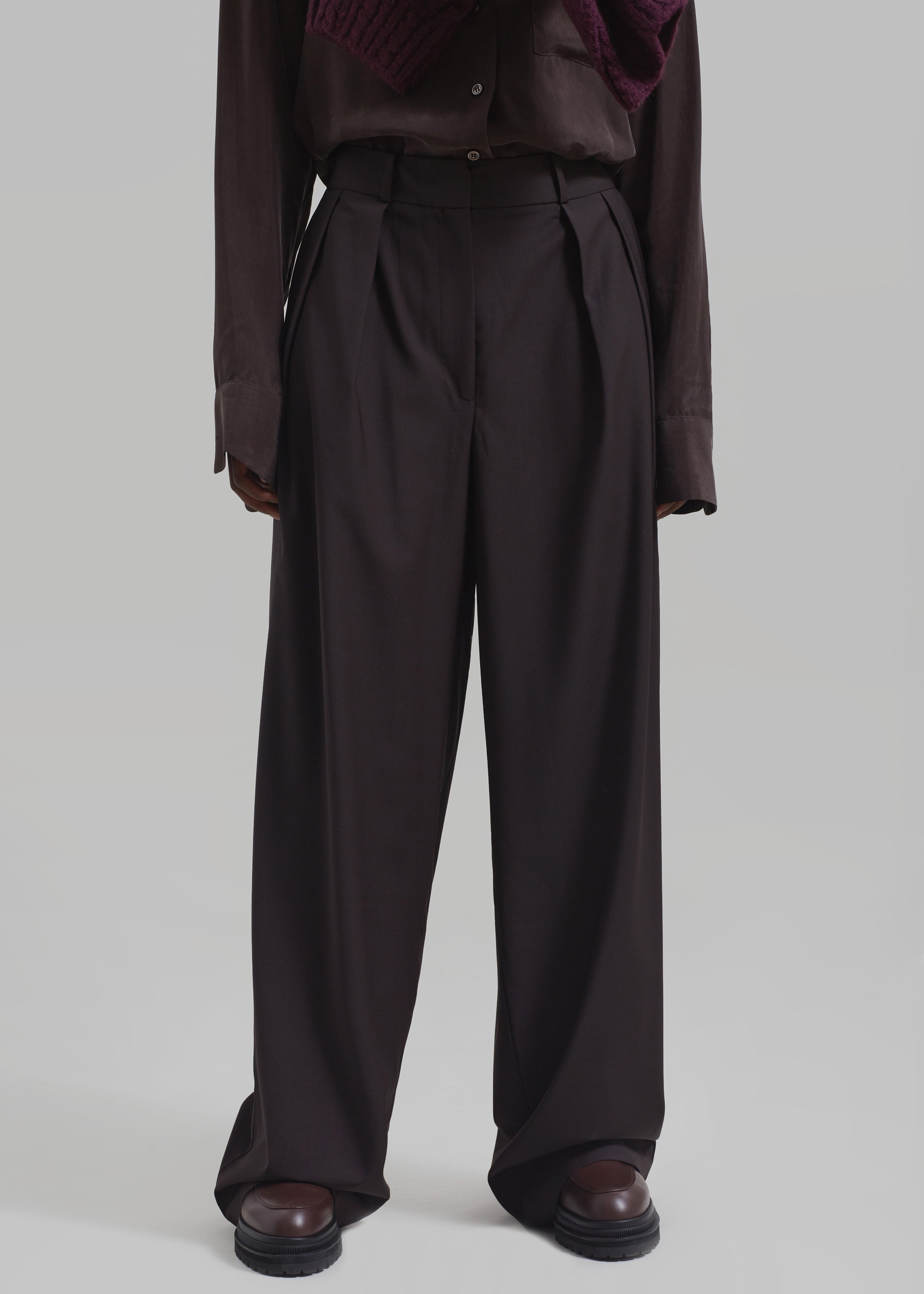 Ripley Pleated Trousers - Brown - 2