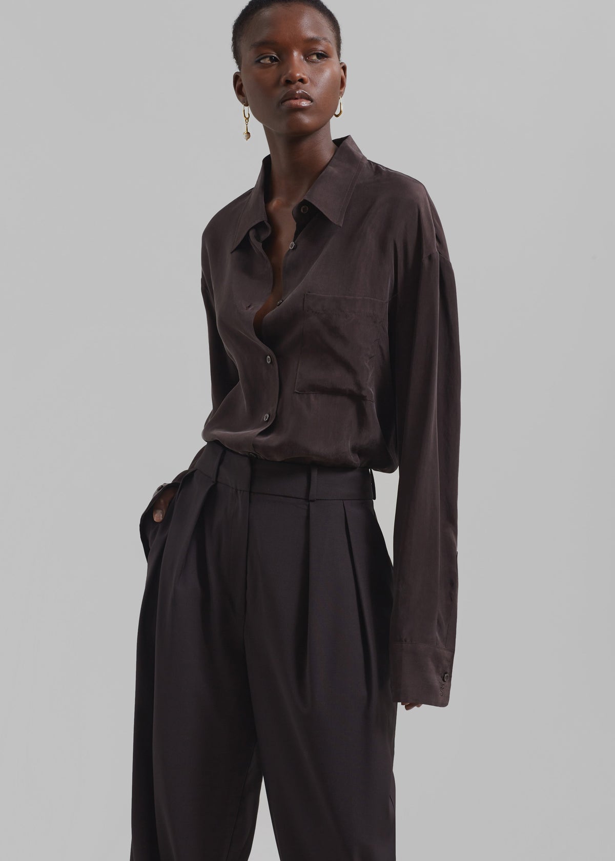 Ripley Pleated Trousers - Brown - 5