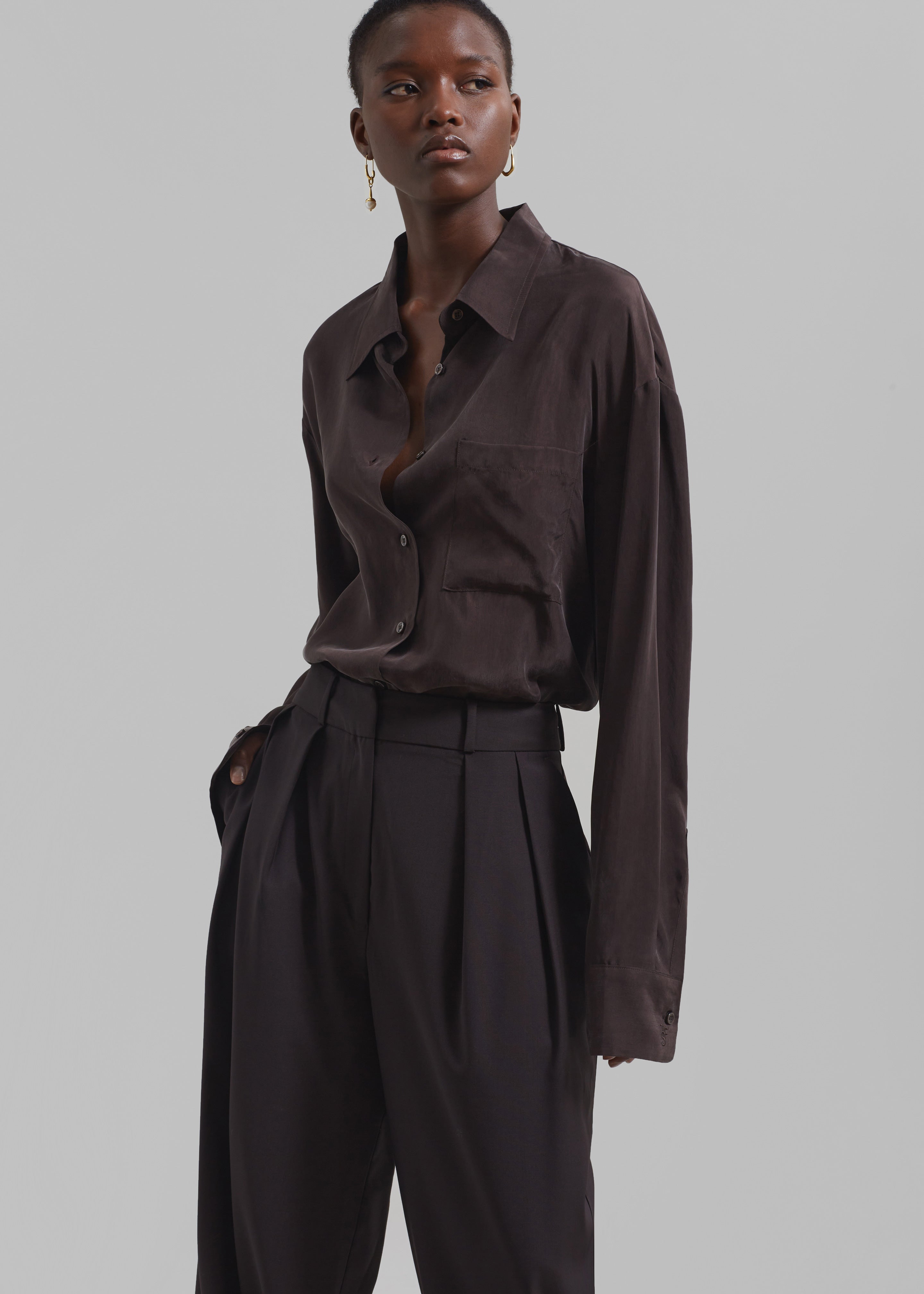 Ripley Pleated Trousers - Brown - 5