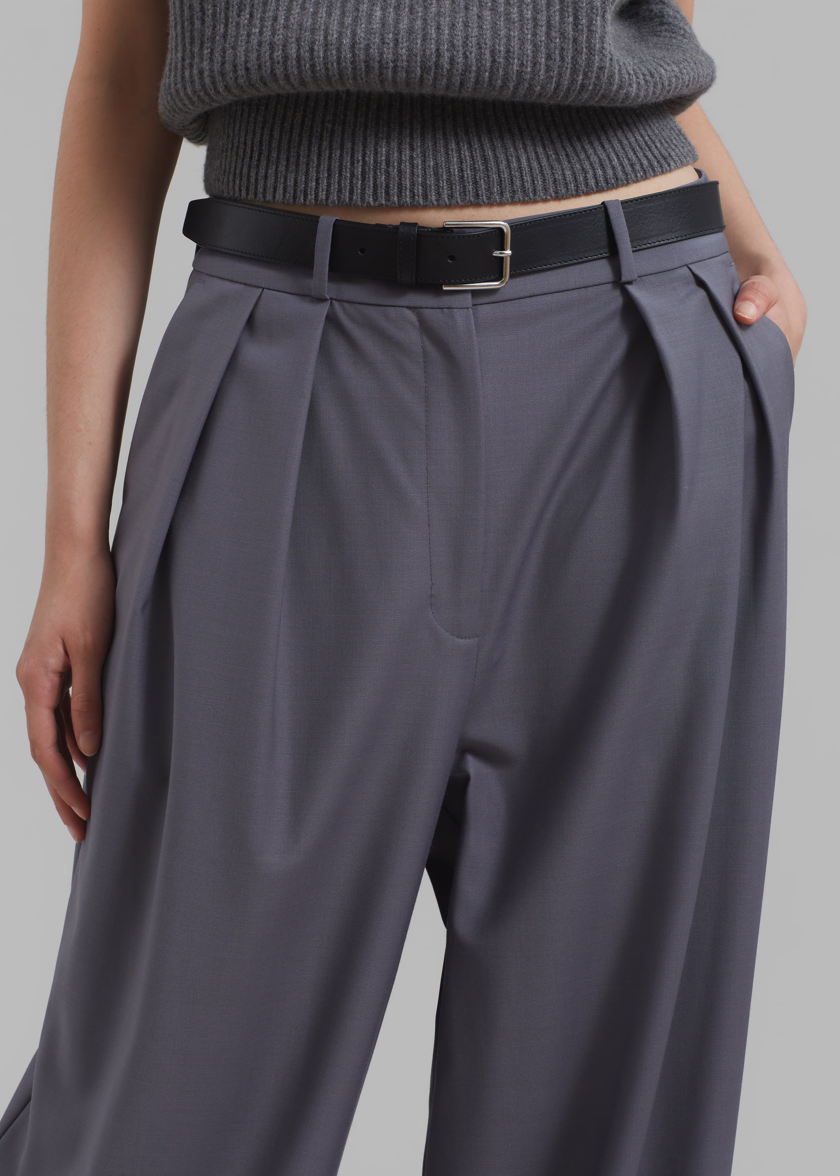 Ripley Pleated Trousers - Grey - 3