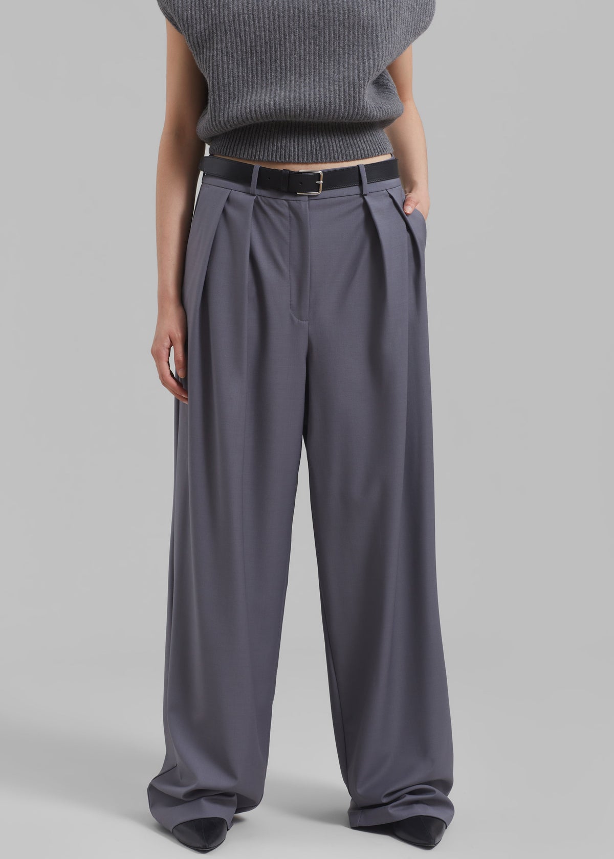 Ripley Pleated Trousers - Grey - 8