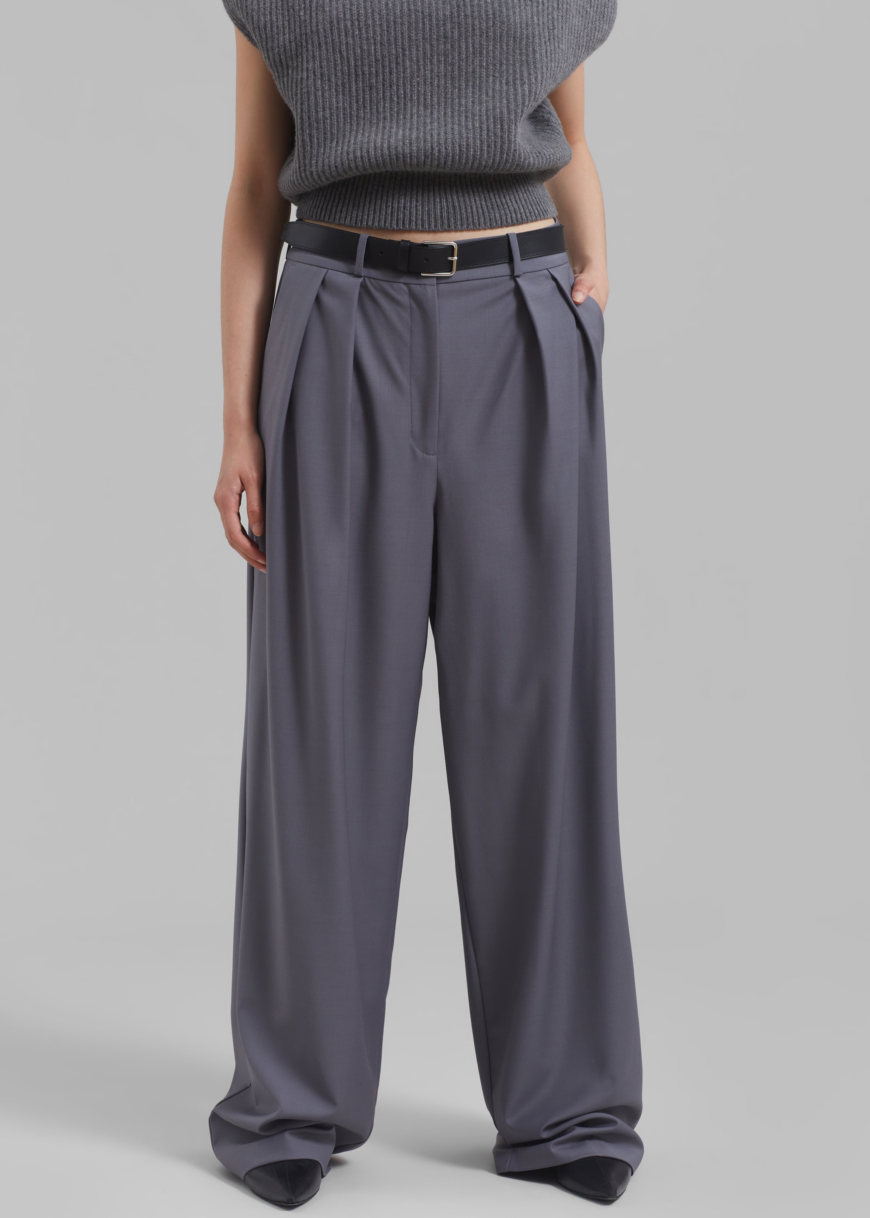 Ripley Pleated Trousers - Grey - 8