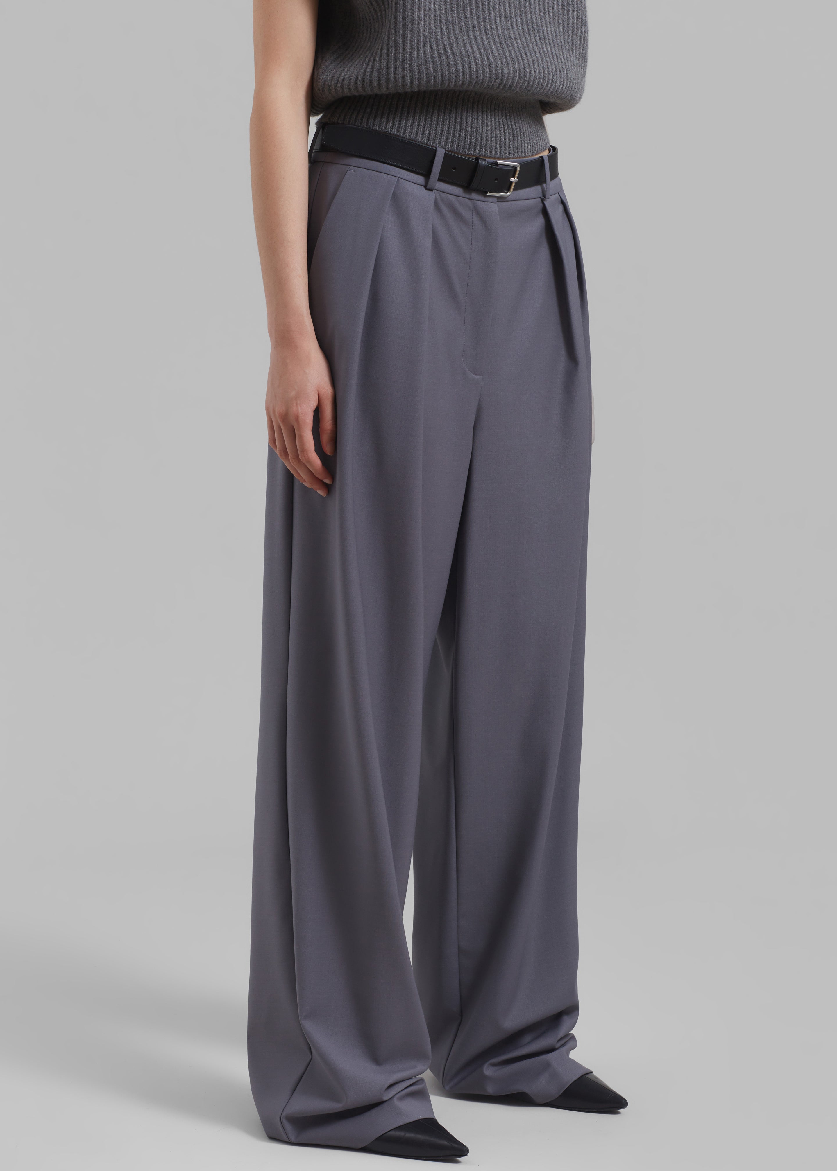 Ripley Pleated Trousers - Grey - 5