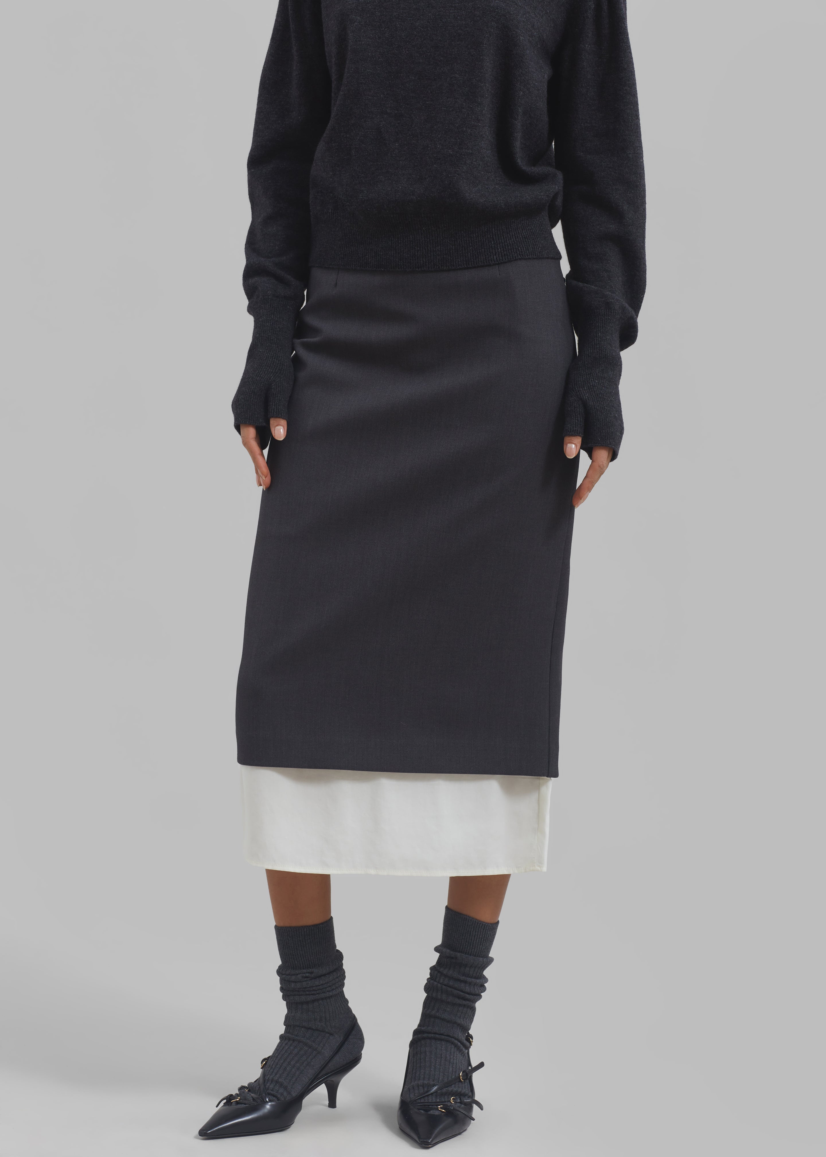 Roane Midi Skirt - Charcoal - 3