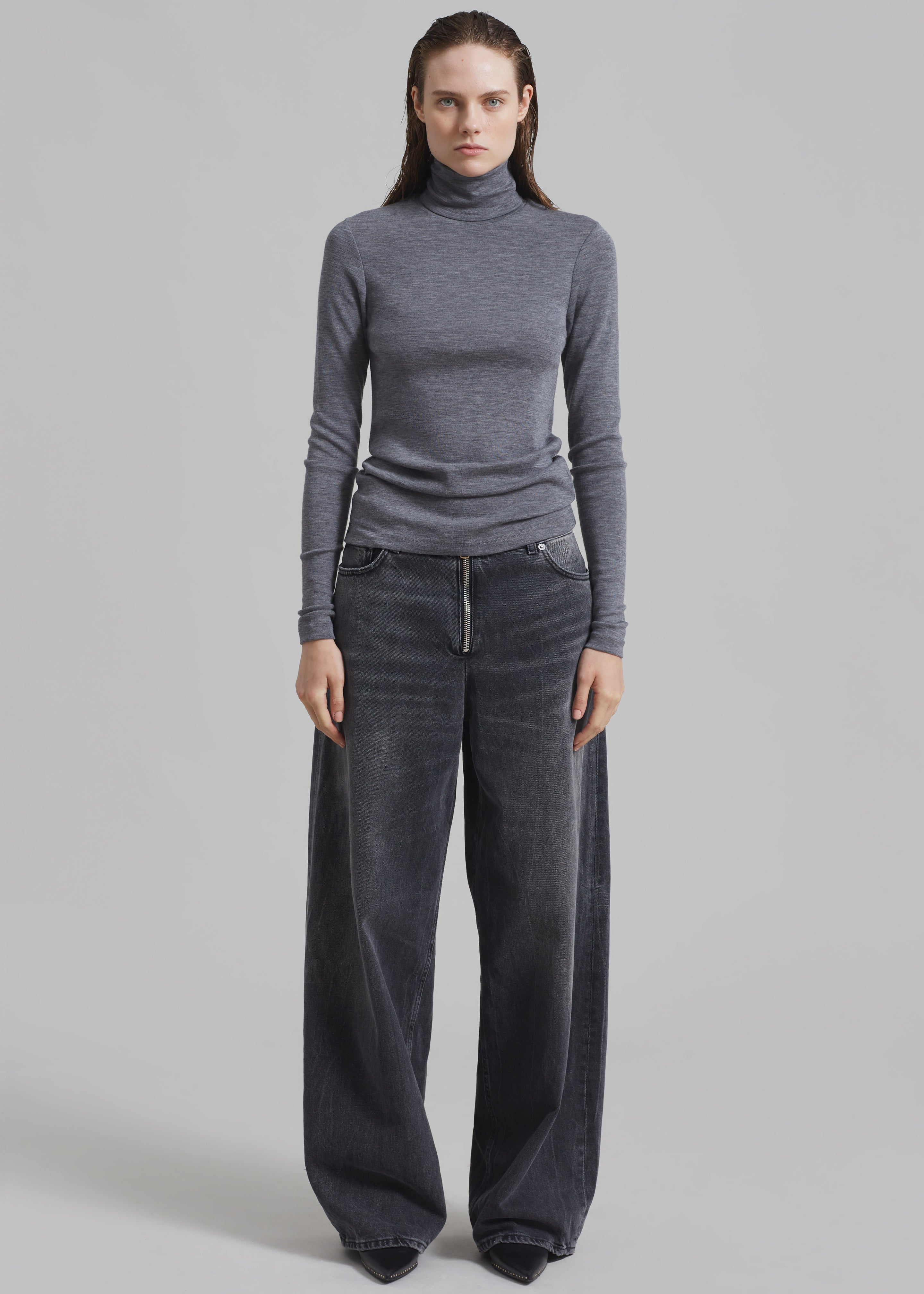 Róhe Fine Merino Turtleneck - Grey Melange - 3