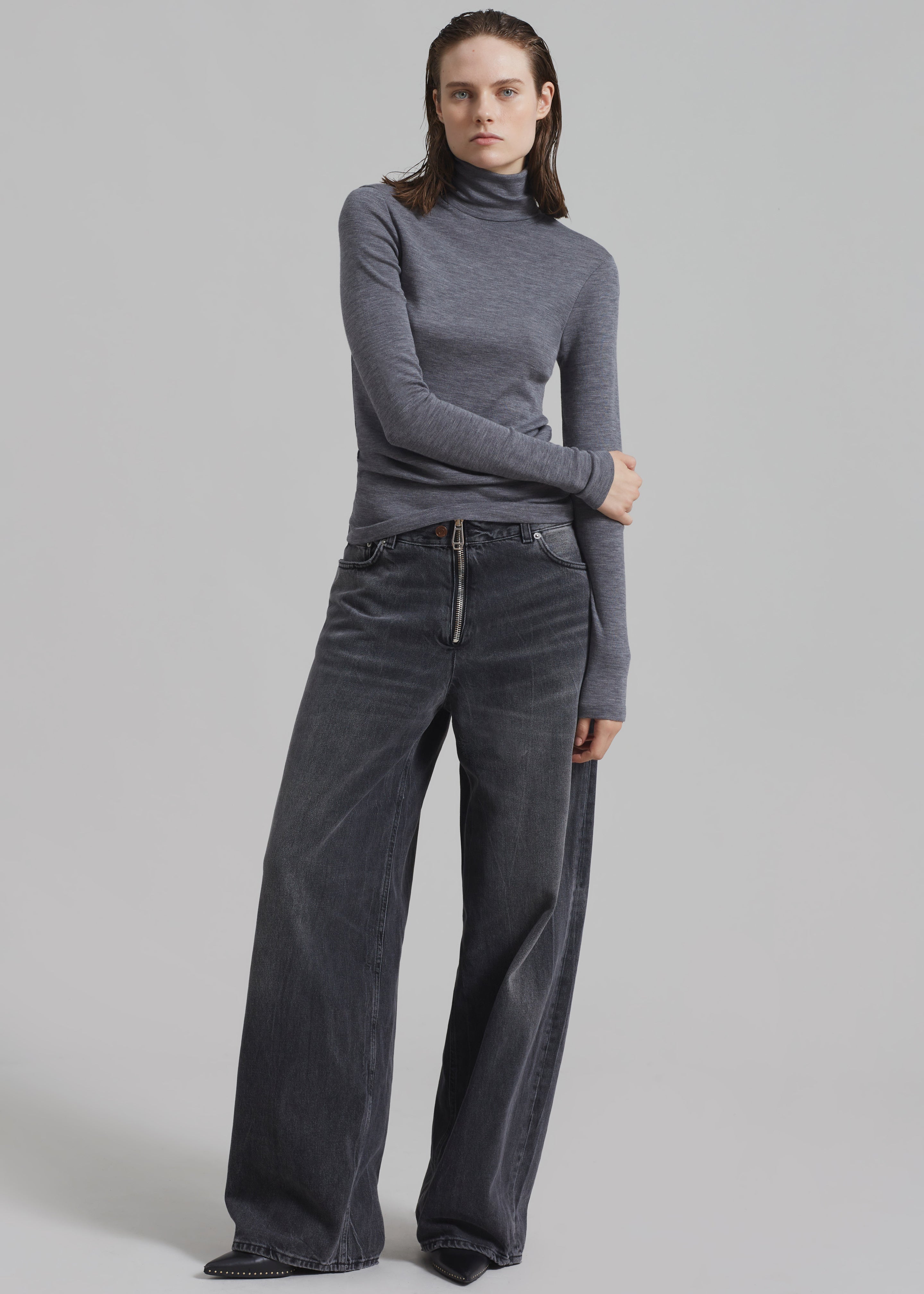 Róhe Fine Merino Turtleneck - Grey Melange - 5