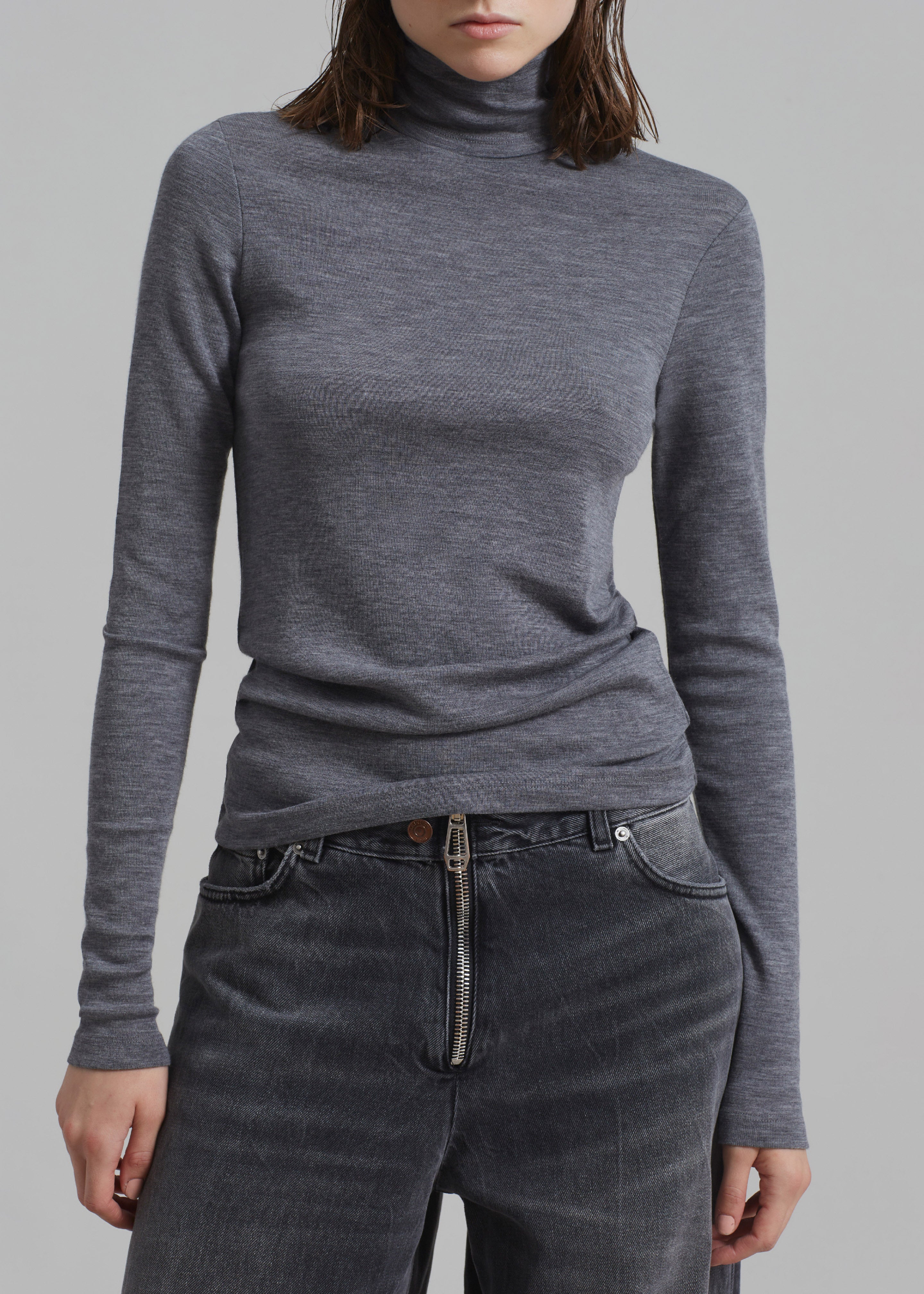Róhe Fine Merino Turtleneck - Grey Melange - 6
