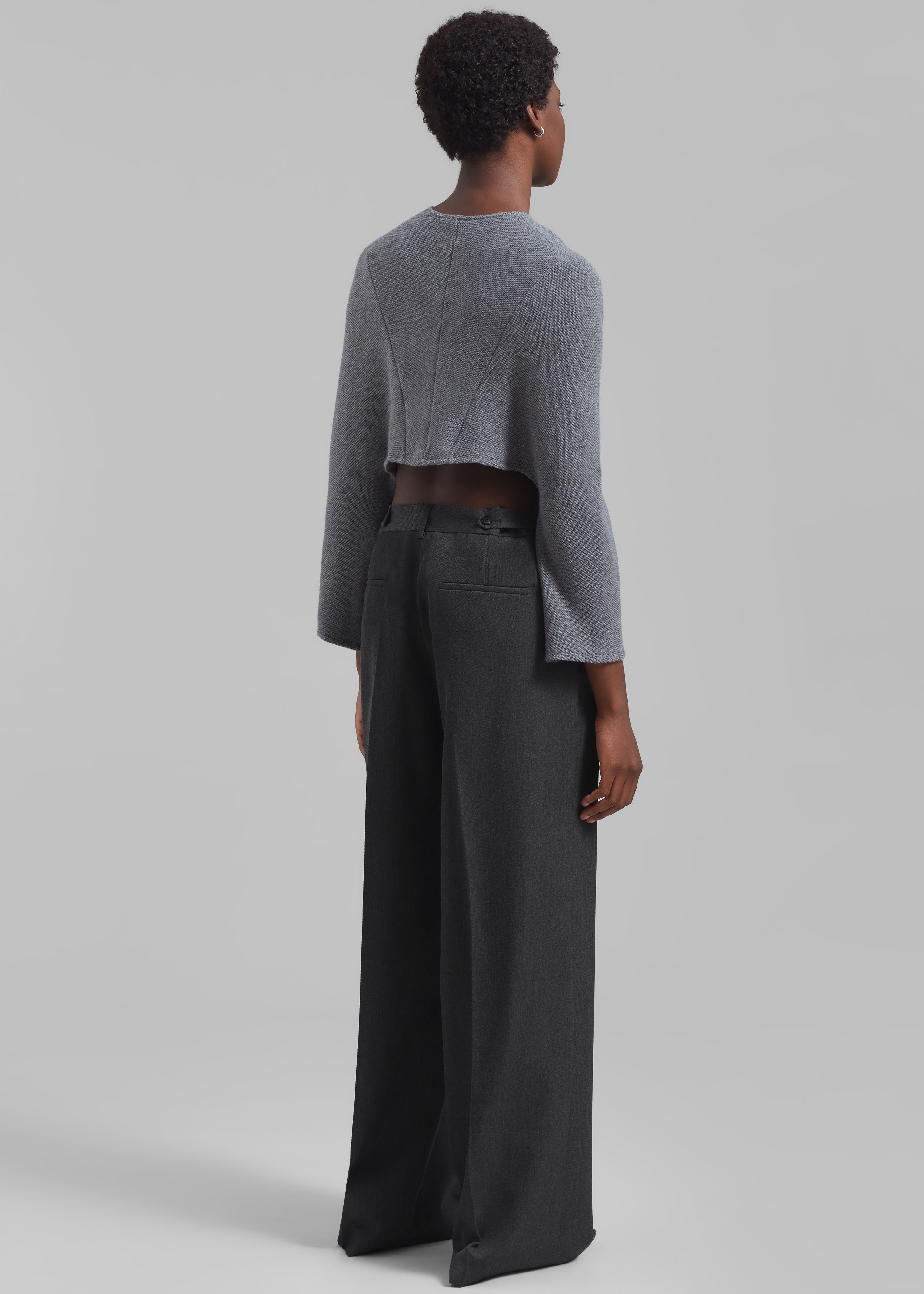 Róhe Wide Leg Trousers - Grey Melange - 8