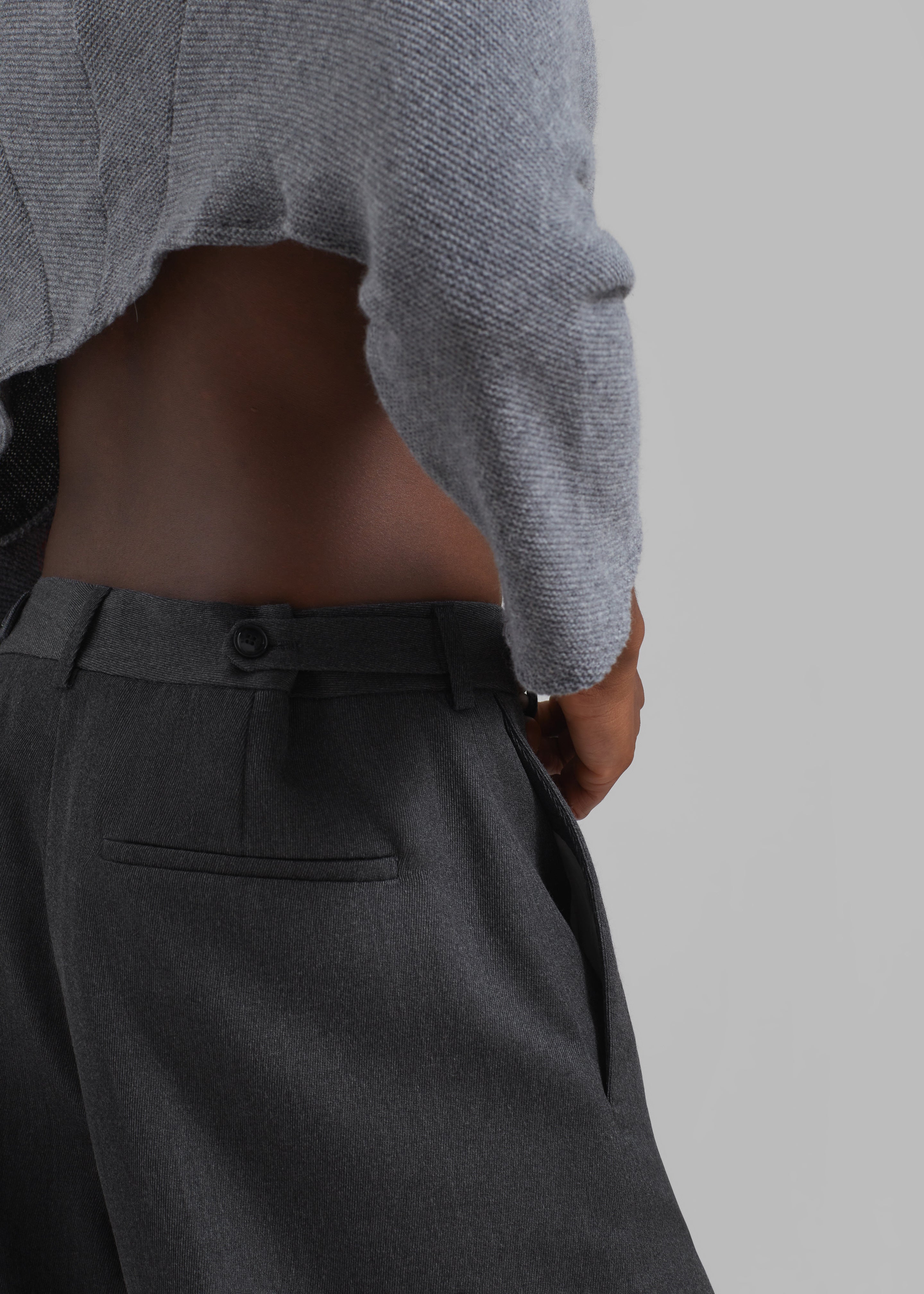Róhe Wide Leg Trousers - Grey Melange - 4