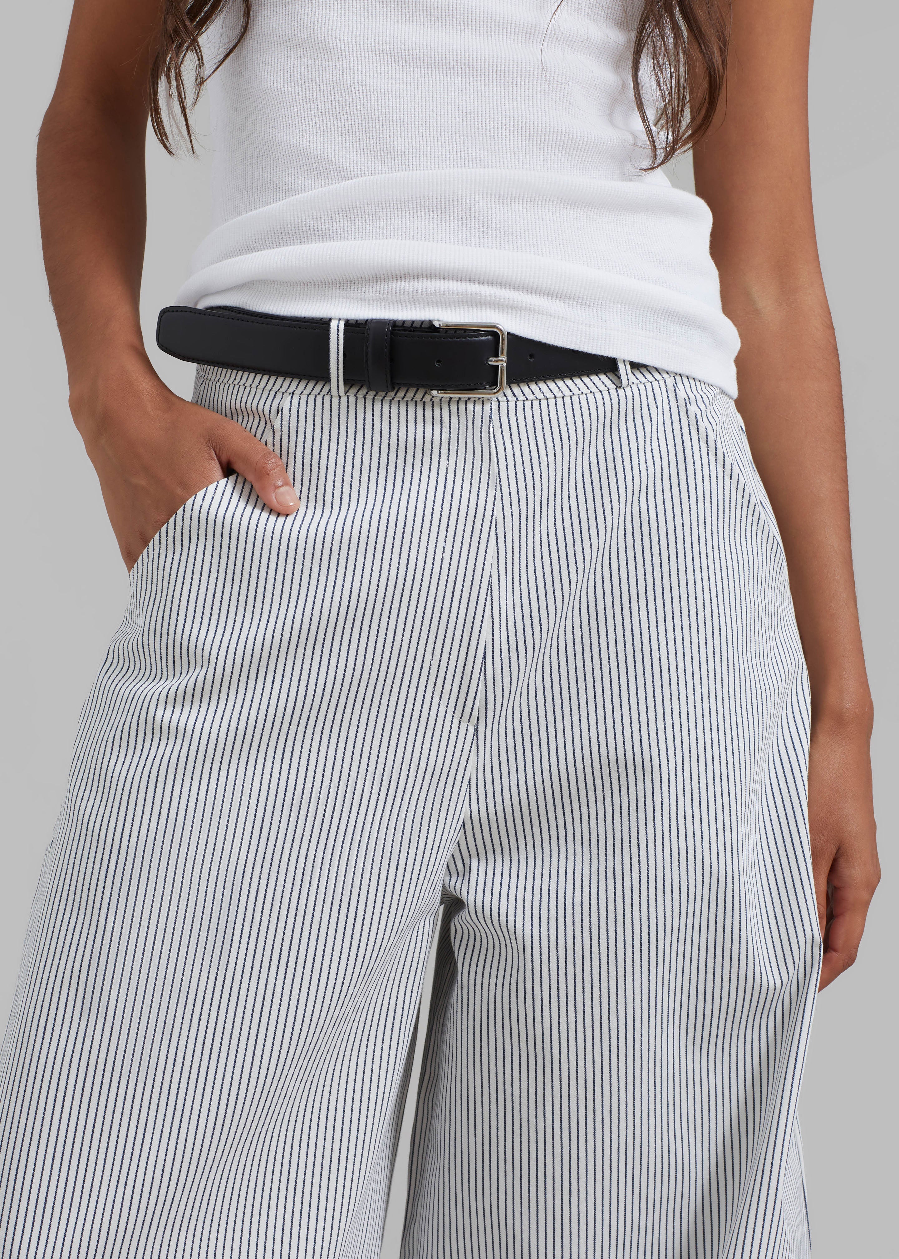Rosalind Wide Leg Trousers - Blue Stripe - 3