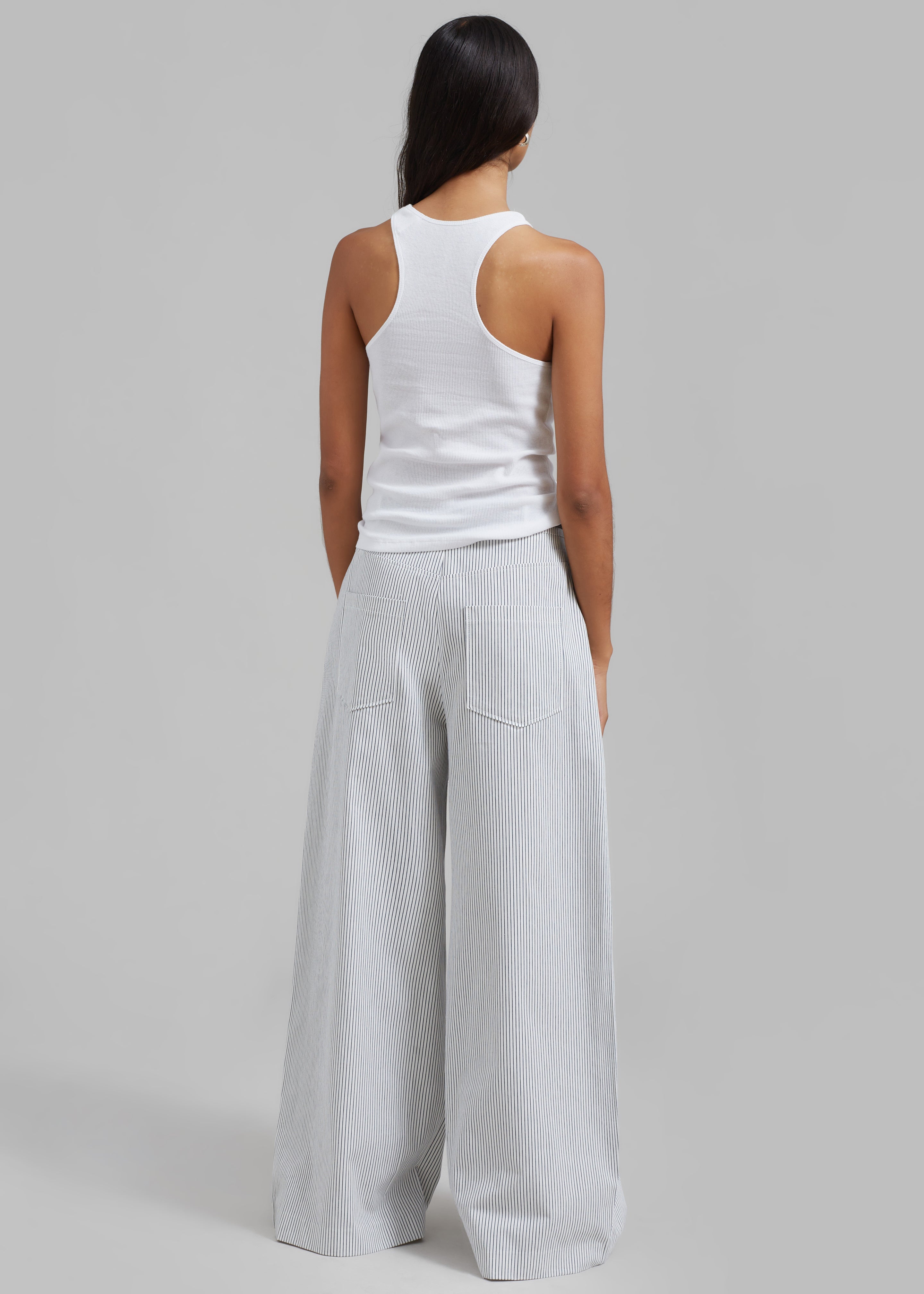 Rosalind Wide Leg Trousers - Blue Stripe - 18