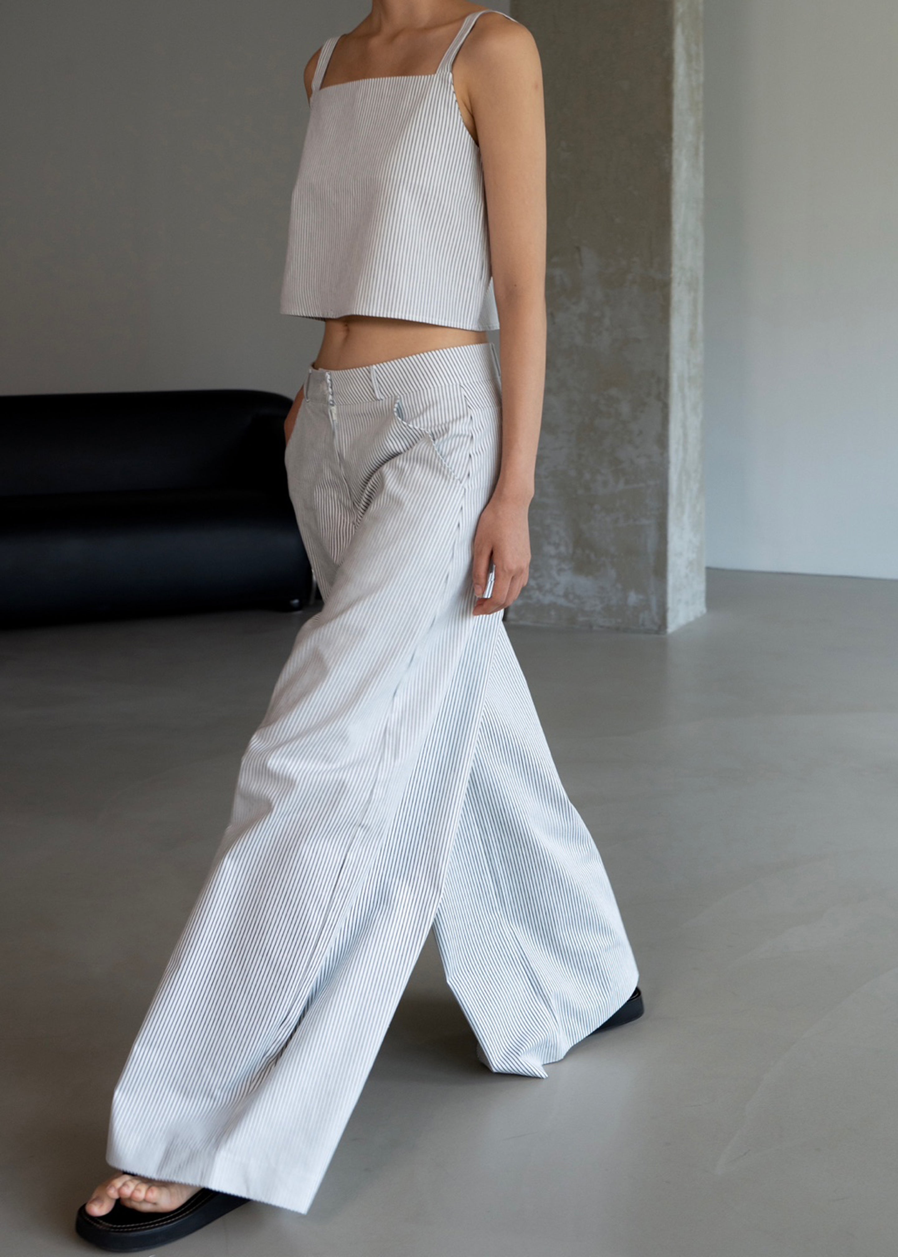 Rosalind Wide Leg Trousers - Blue Stripe - 17