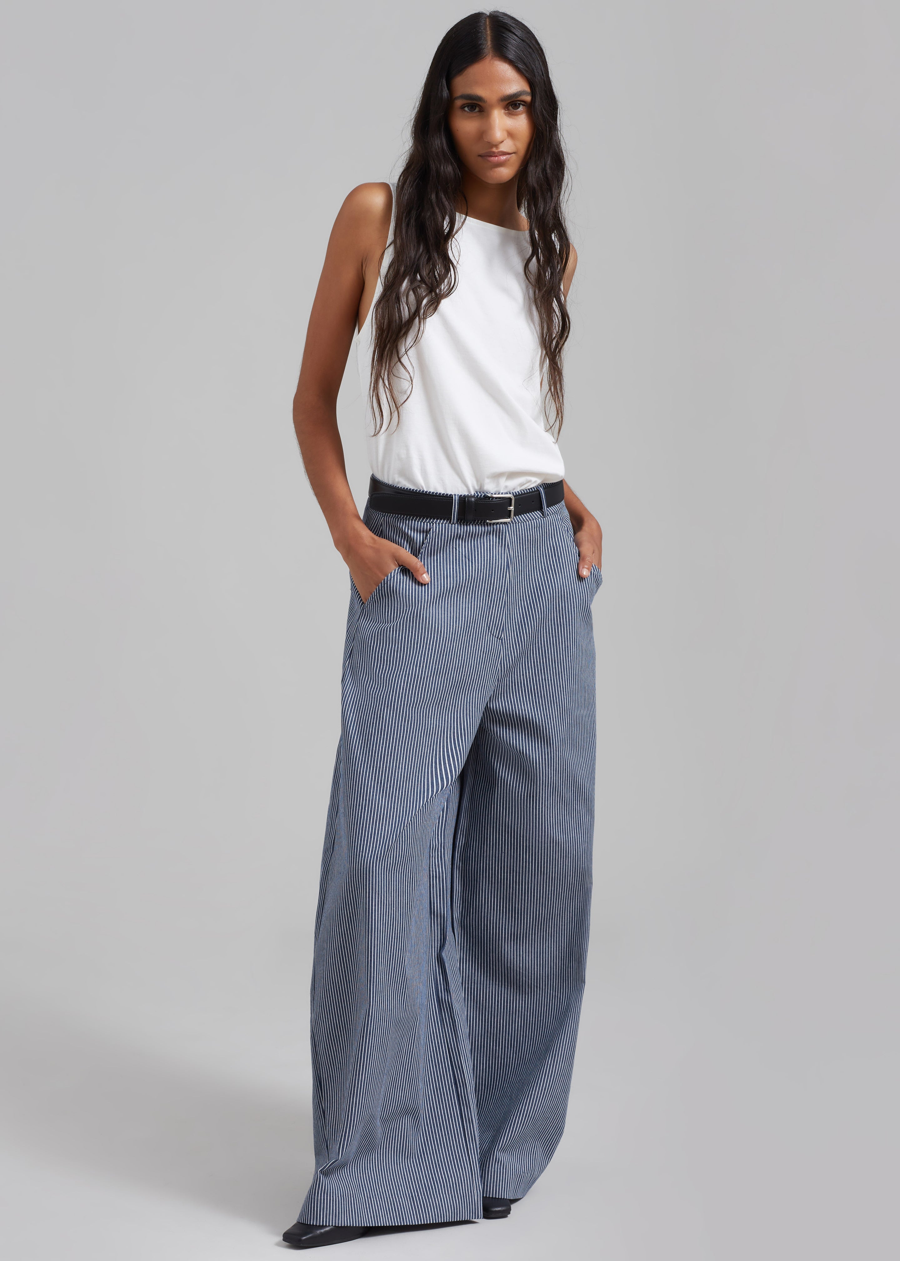 Jess Wide Pants - White Stripe – Frankie Shop Europe