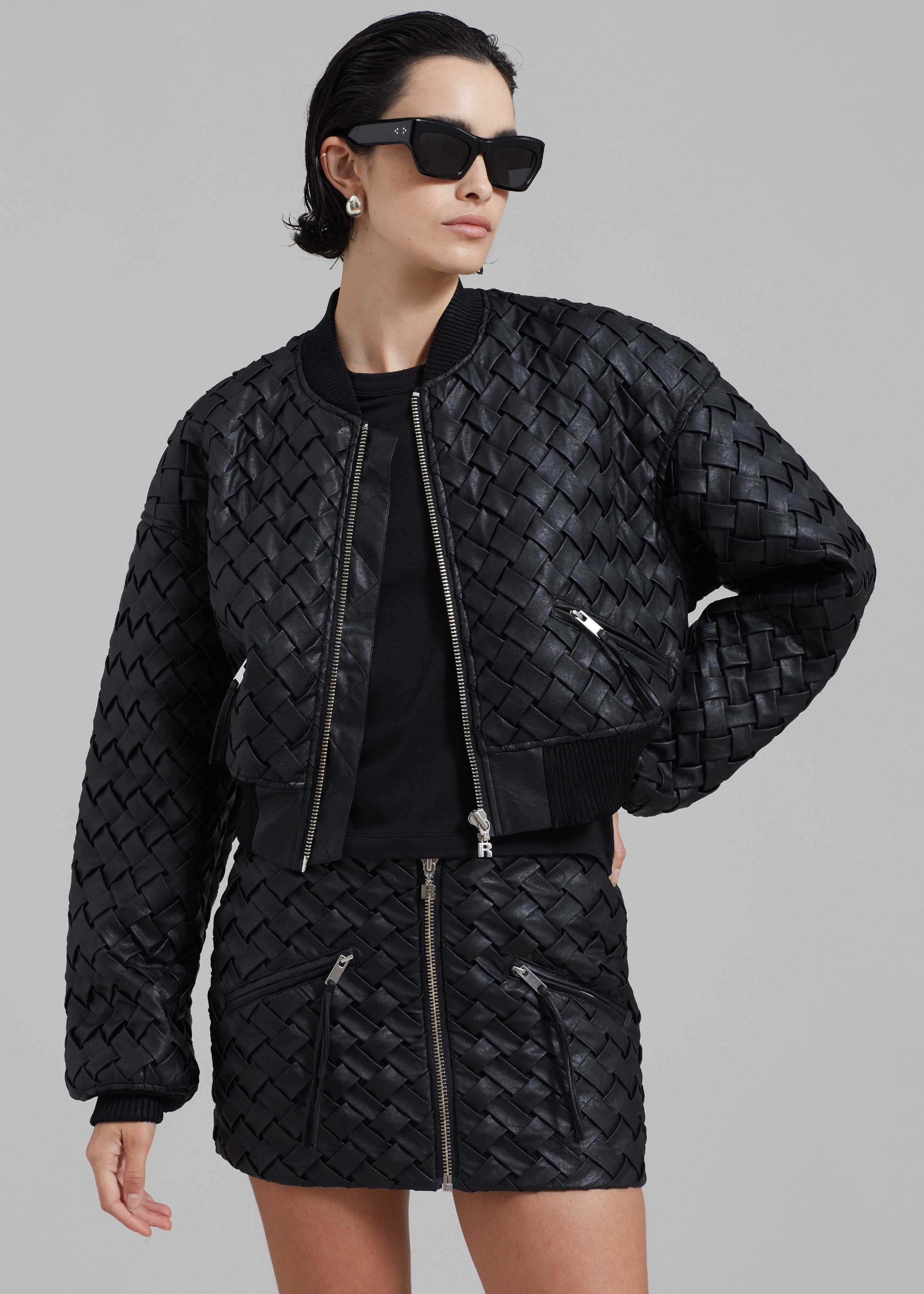 ROTATE Braided Bomber Jacket - Black - 4