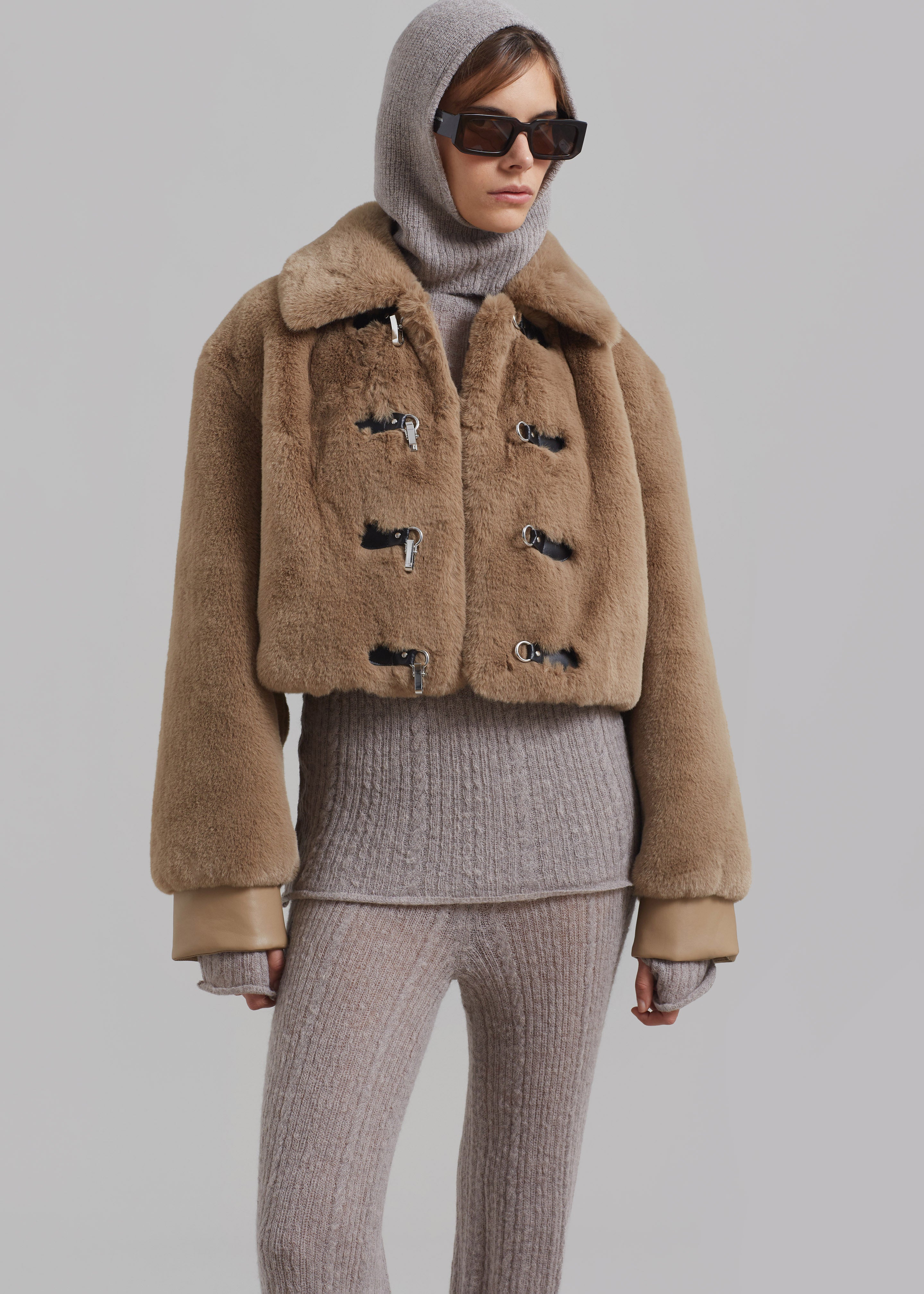 ROTATE Fluffy Clasp Jacket - Sepia Tint - 4