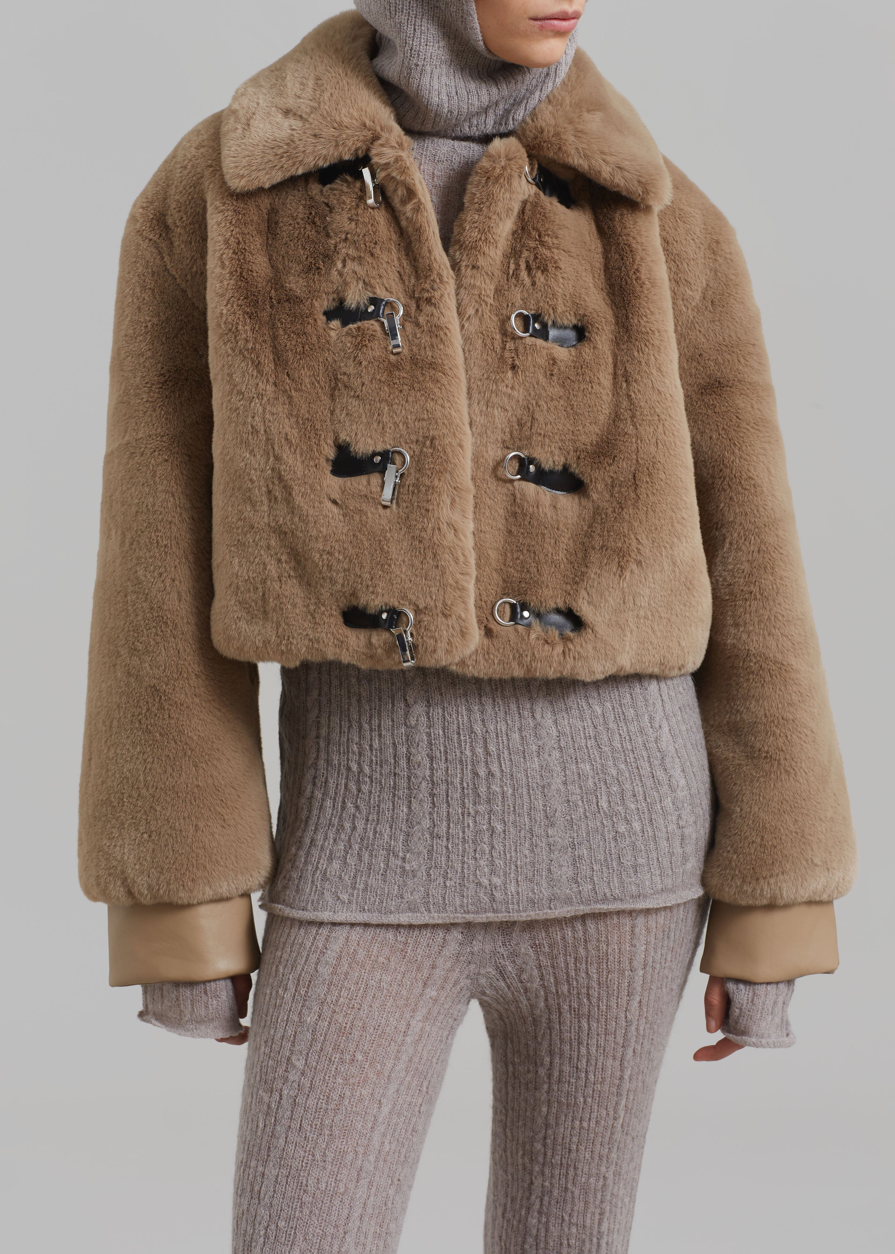 ROTATE Fluffy Clasp Jacket - Sepia Tint - 2