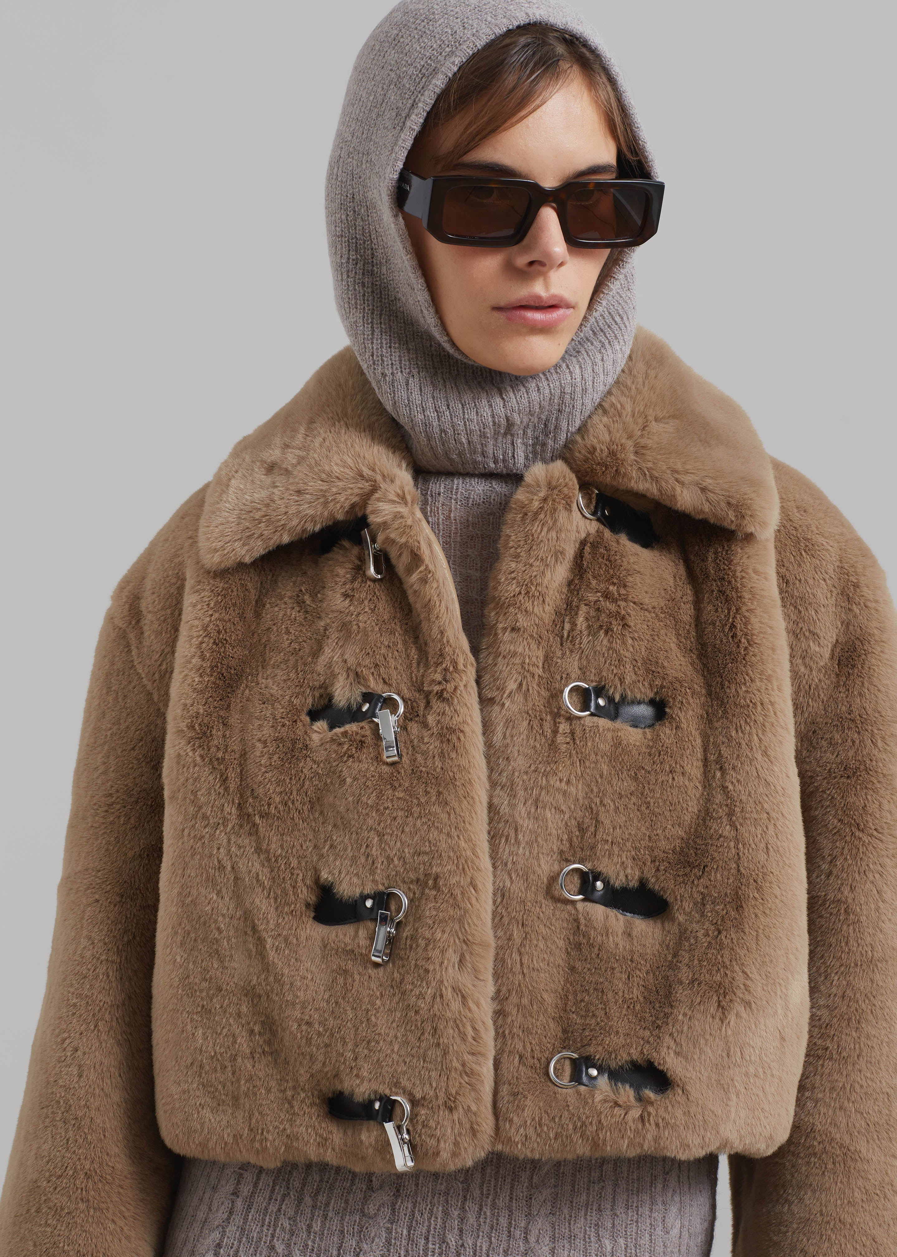 ROTATE Fluffy Clasp Jacket - Sepia Tint - 3