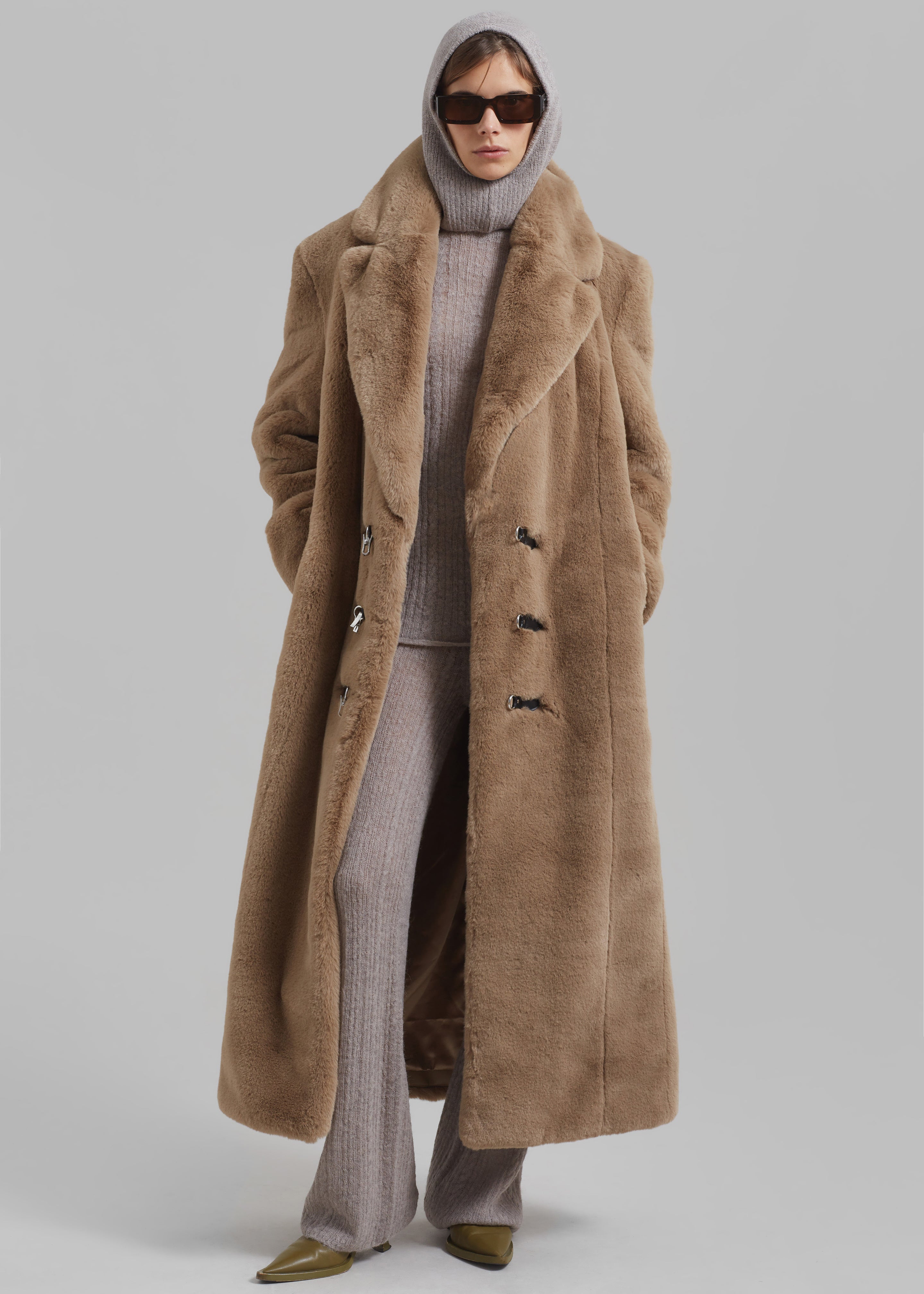 ROTATE Fluffy Clasp Coat - Sepia Tint - 6