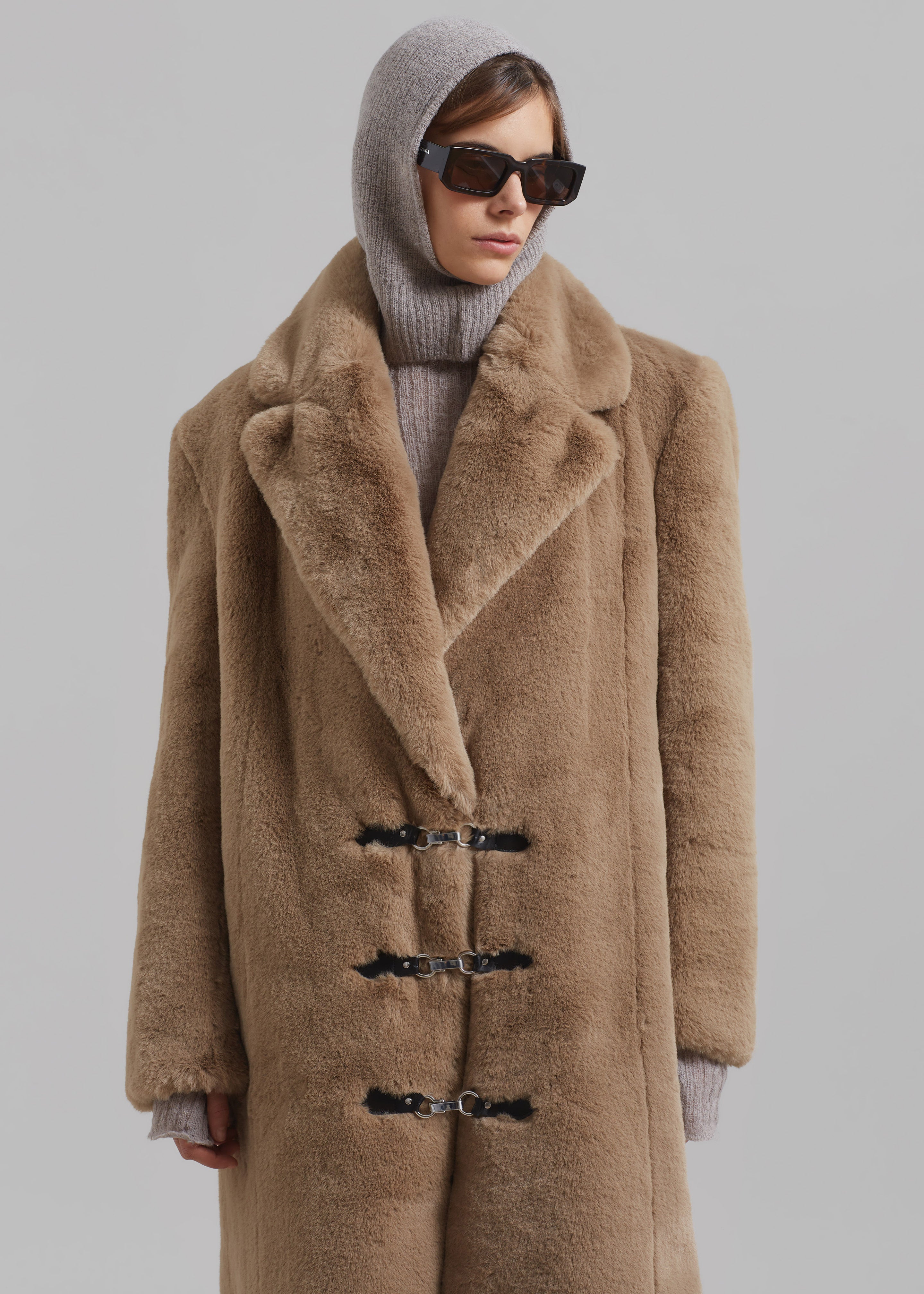 ROTATE Fluffy Clasp Coat - Sepia Tint - 2